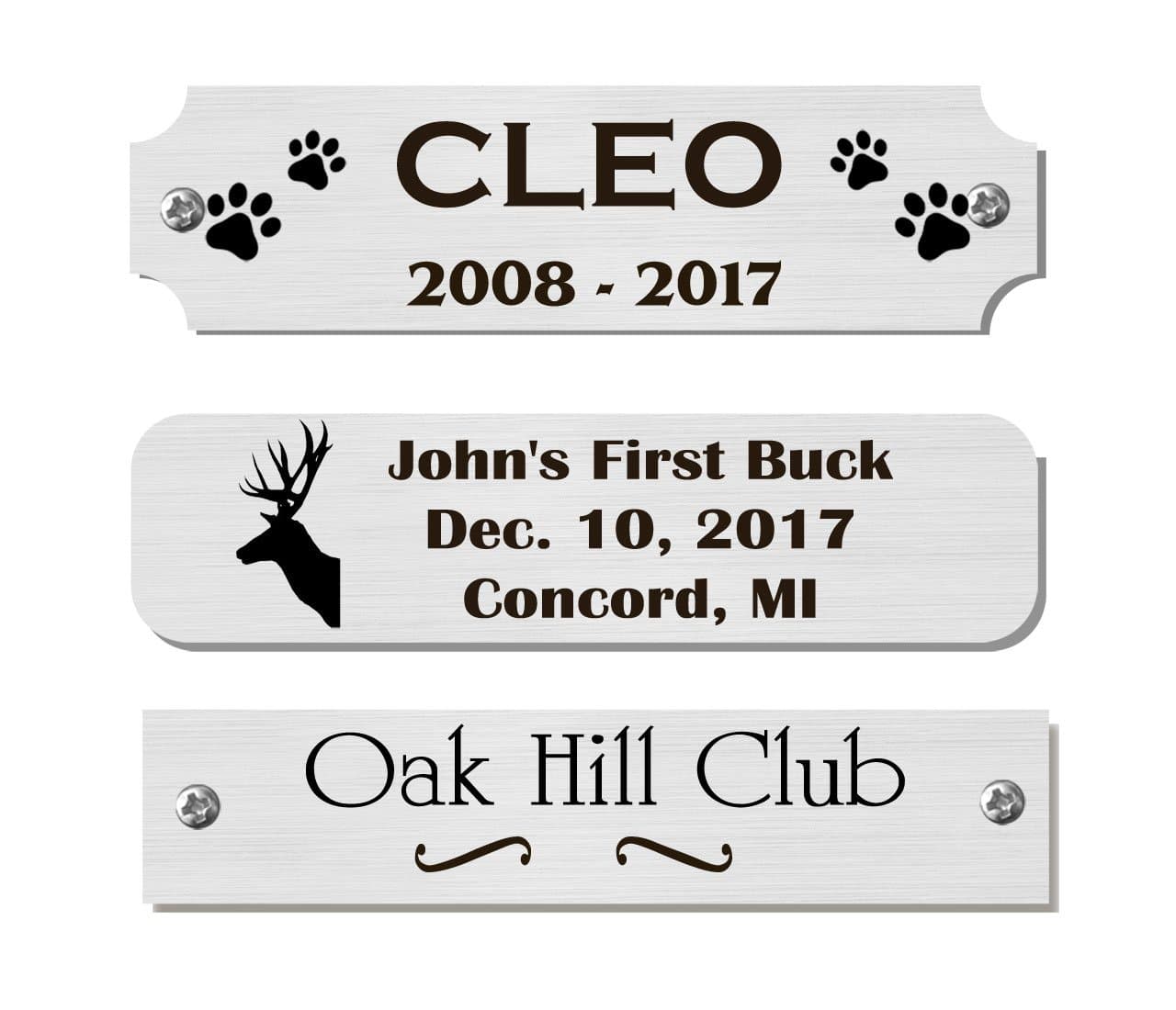 0.75" H x 4" W, Silver Finish Solid Copper Nameplate, Trophy Base, Award Base, Pet Memorial, Personalized Custom Laser Engraved Label Art Tag for Frames Notched Square or Round Corners Made to Order