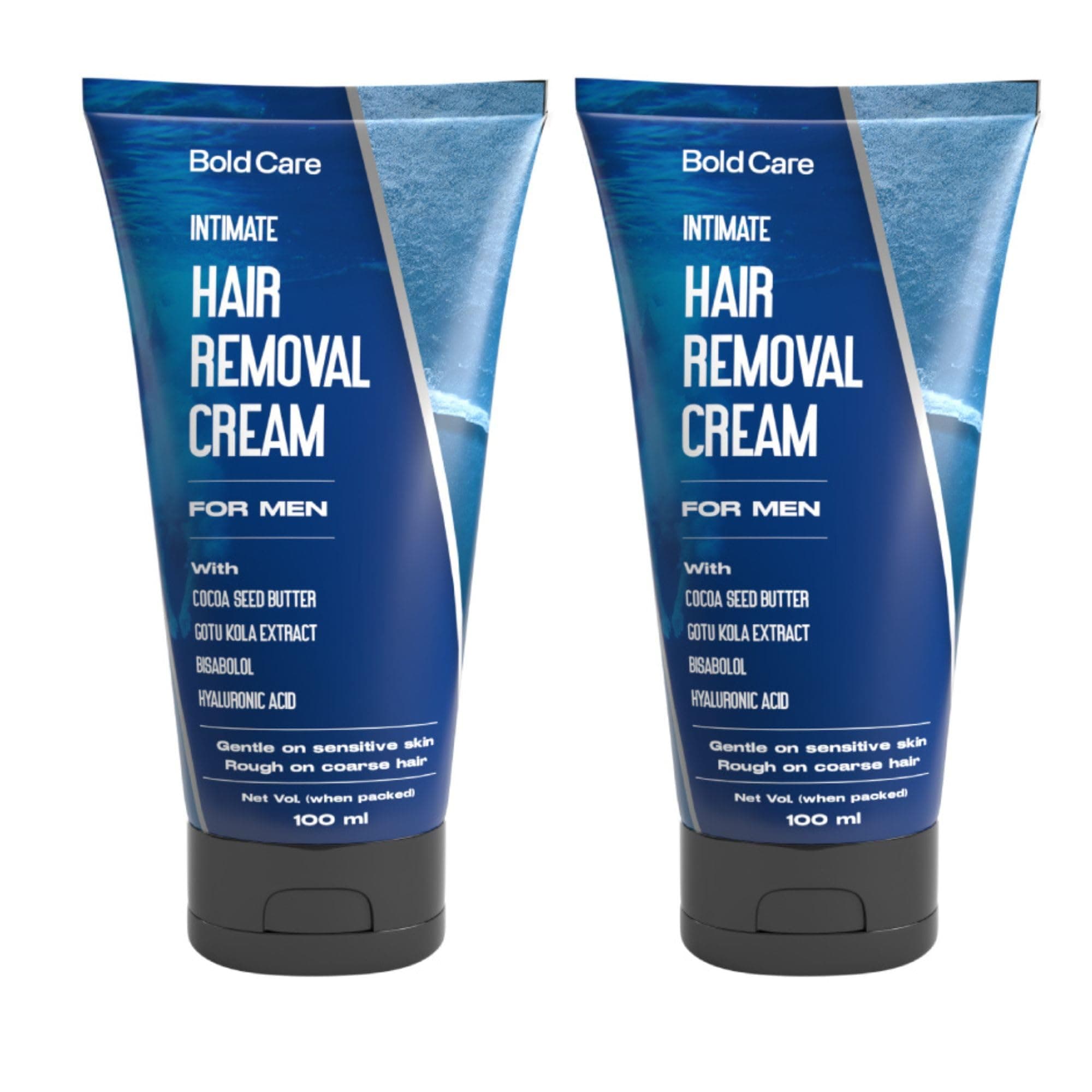 Bold Care Intimate Hair Removal Cream for Men – Fast & Painless, Soothing for Unwanted Coarse Pubic Hair, Suitable For All Skin Types - Pack of 2