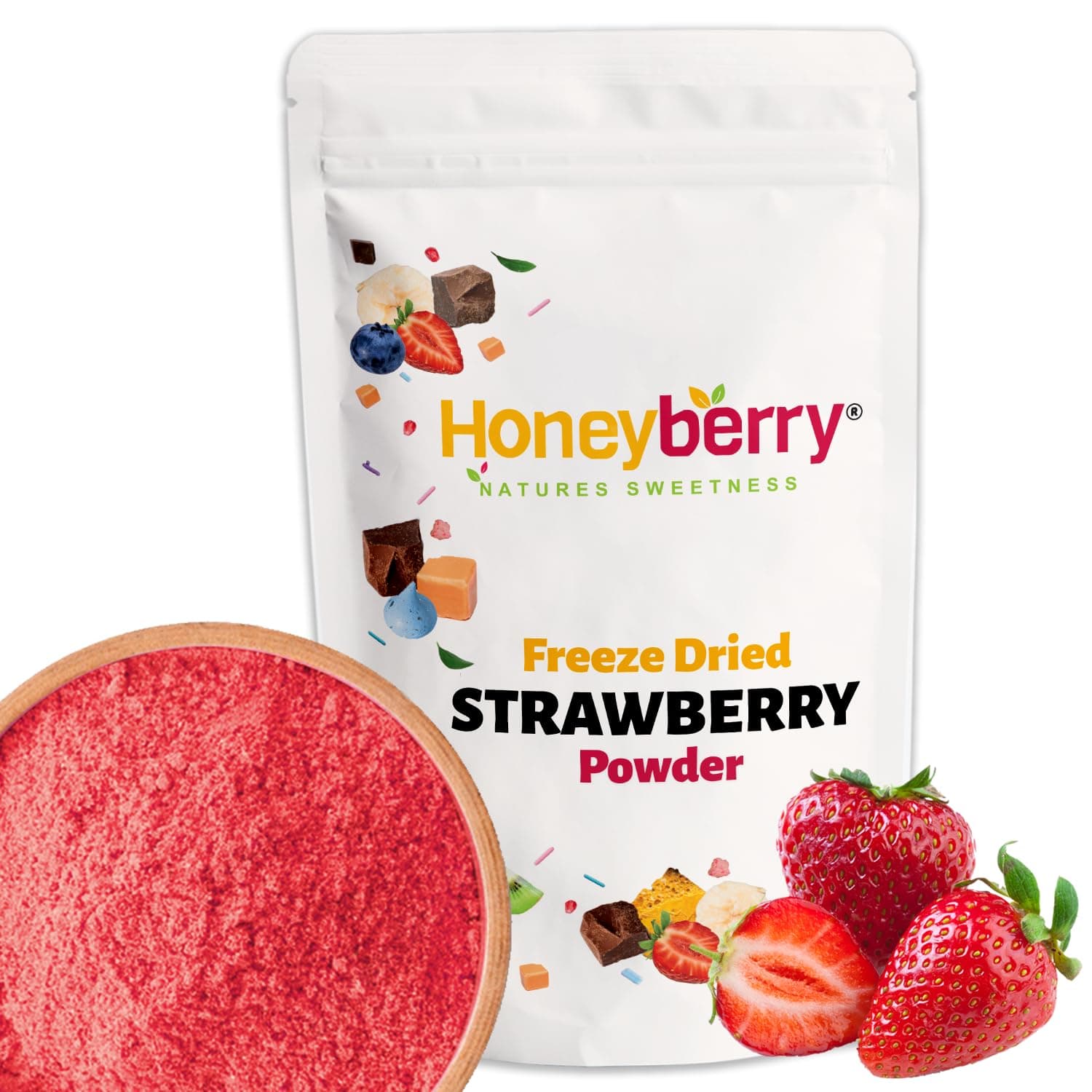Freeze Dried Strawberry Powder 100g - Freeze Dried Fruit Powder - 100% Natural, No Added Sugar or Preservatives Strawberry Powder