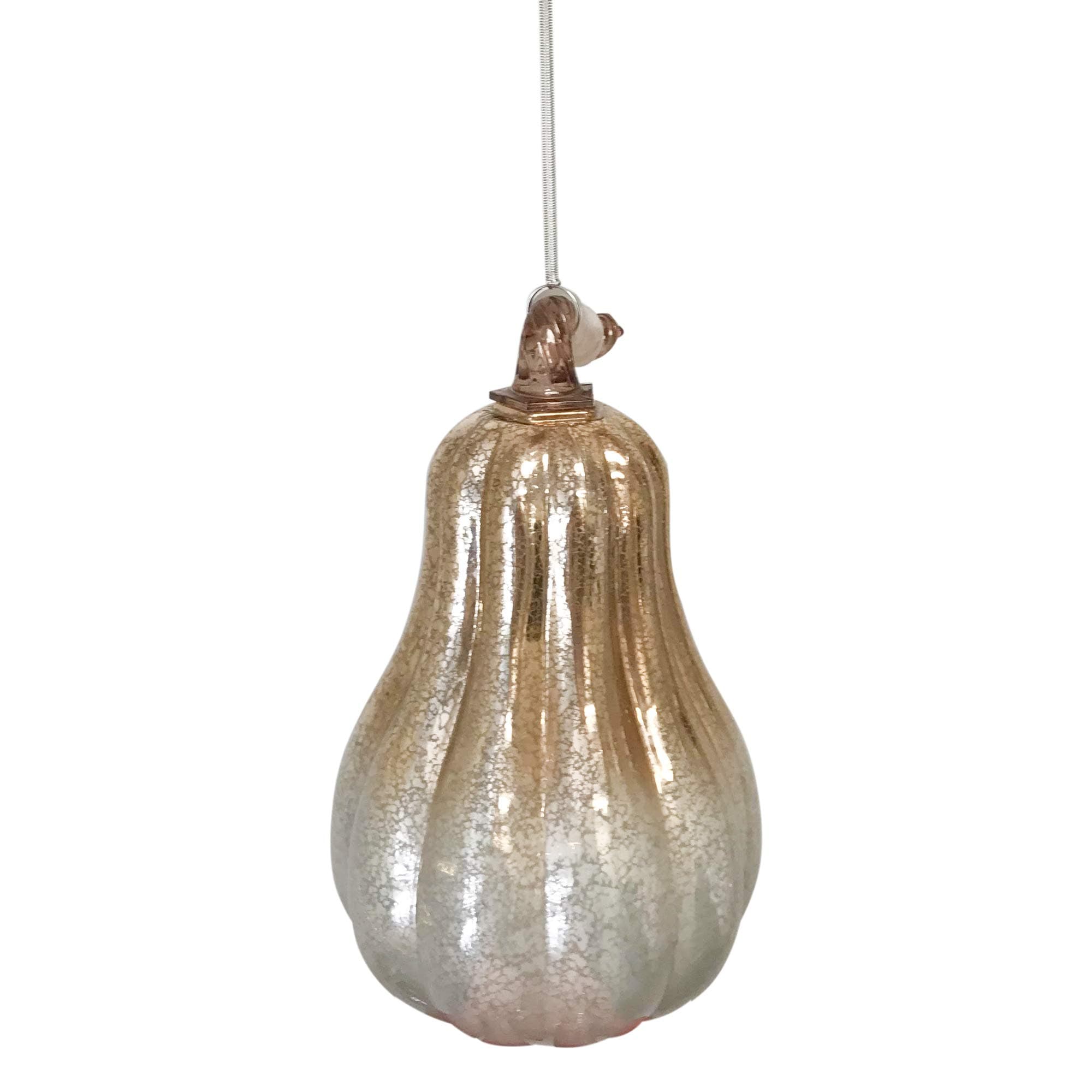 Ornaments Gold/Silver Pumpkin Gourd Lantern by Anvehu Mercury Glass Design with LED Lights for Fall Autumn Halloween & Thanksgiving Decorations Includes Removable Hanging Spiral Chain