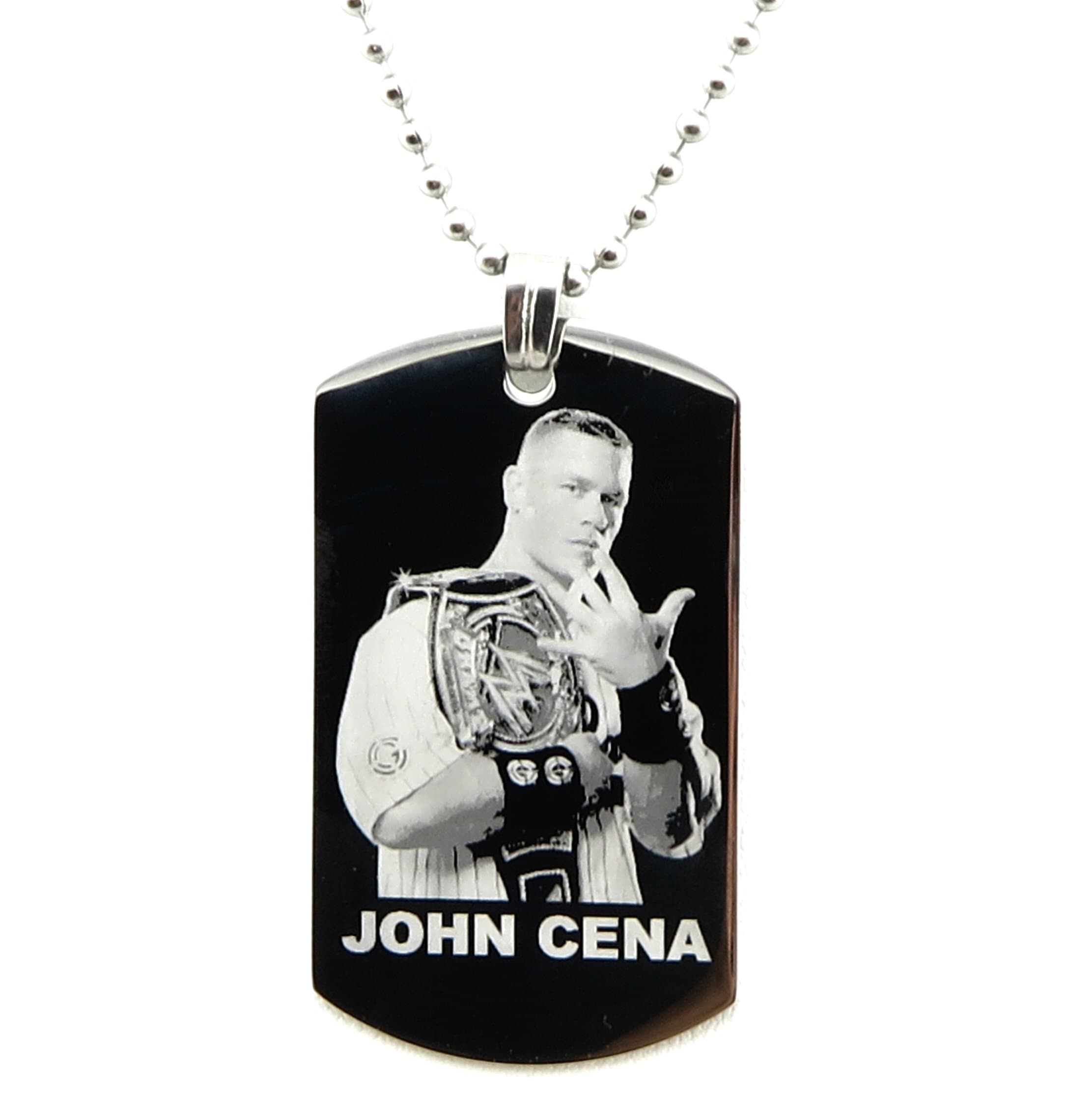 John Cena Engraved Mirror Polished Stainless Steel Dog Tag Pendant Necklace