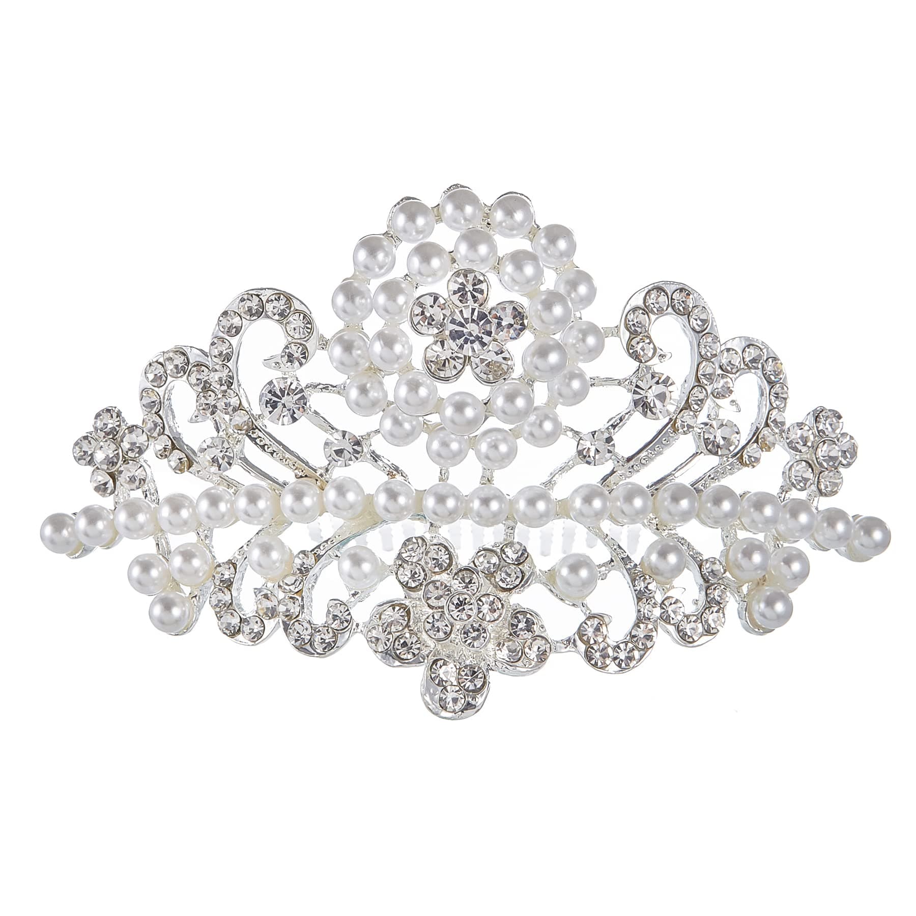 Pearls Crown Comb Tiara Audrey Hepburn Holly Golightly Hair Piece Costume Style Crystal Silver Plated Inspired by Breakfast at T's