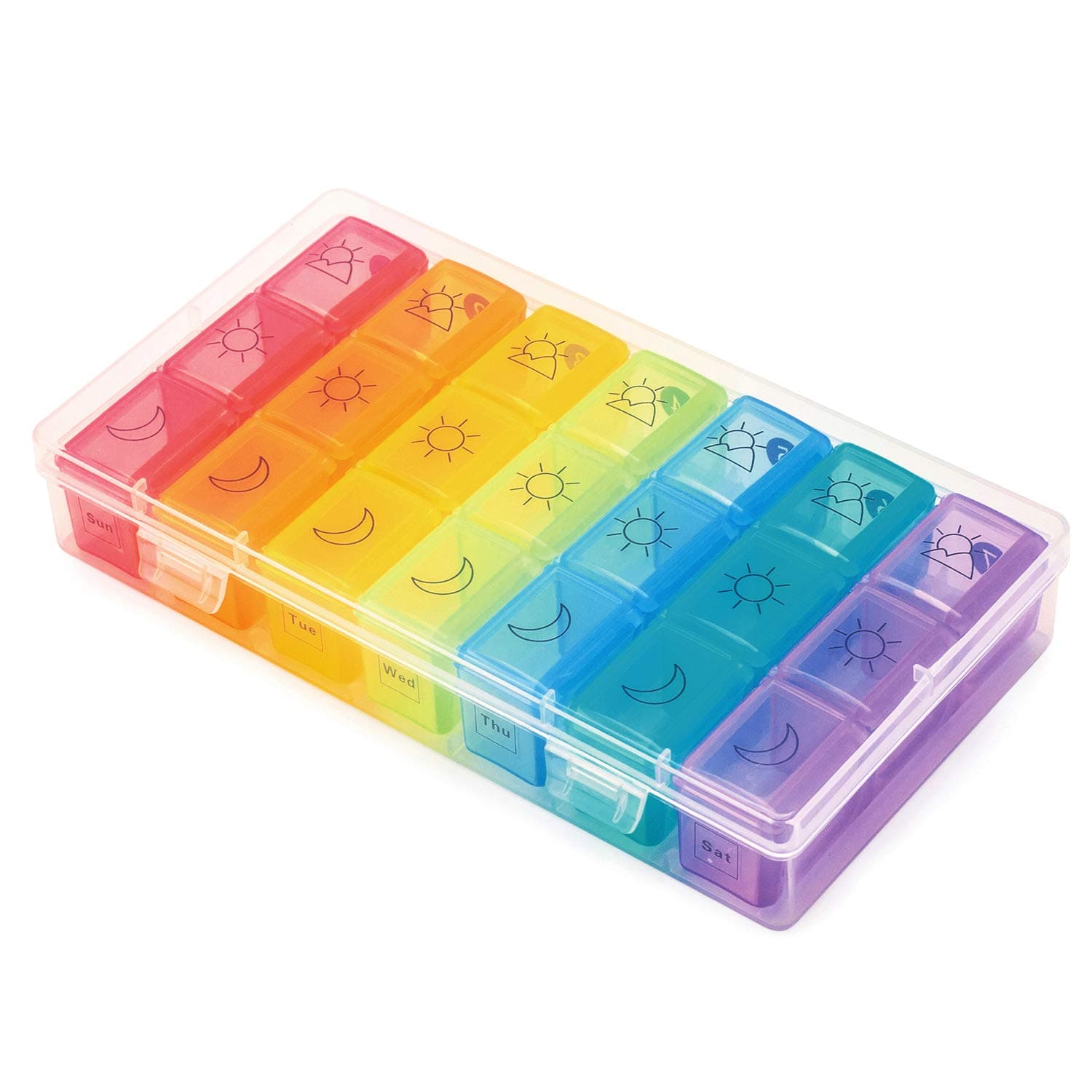 ZAXOPZAXOP Weekly Pill Box, 7 Day Travel Pill Organizer,Morning Afternoon Evening 3 Times A Day,Large Capacity Pill Case, BPA Free