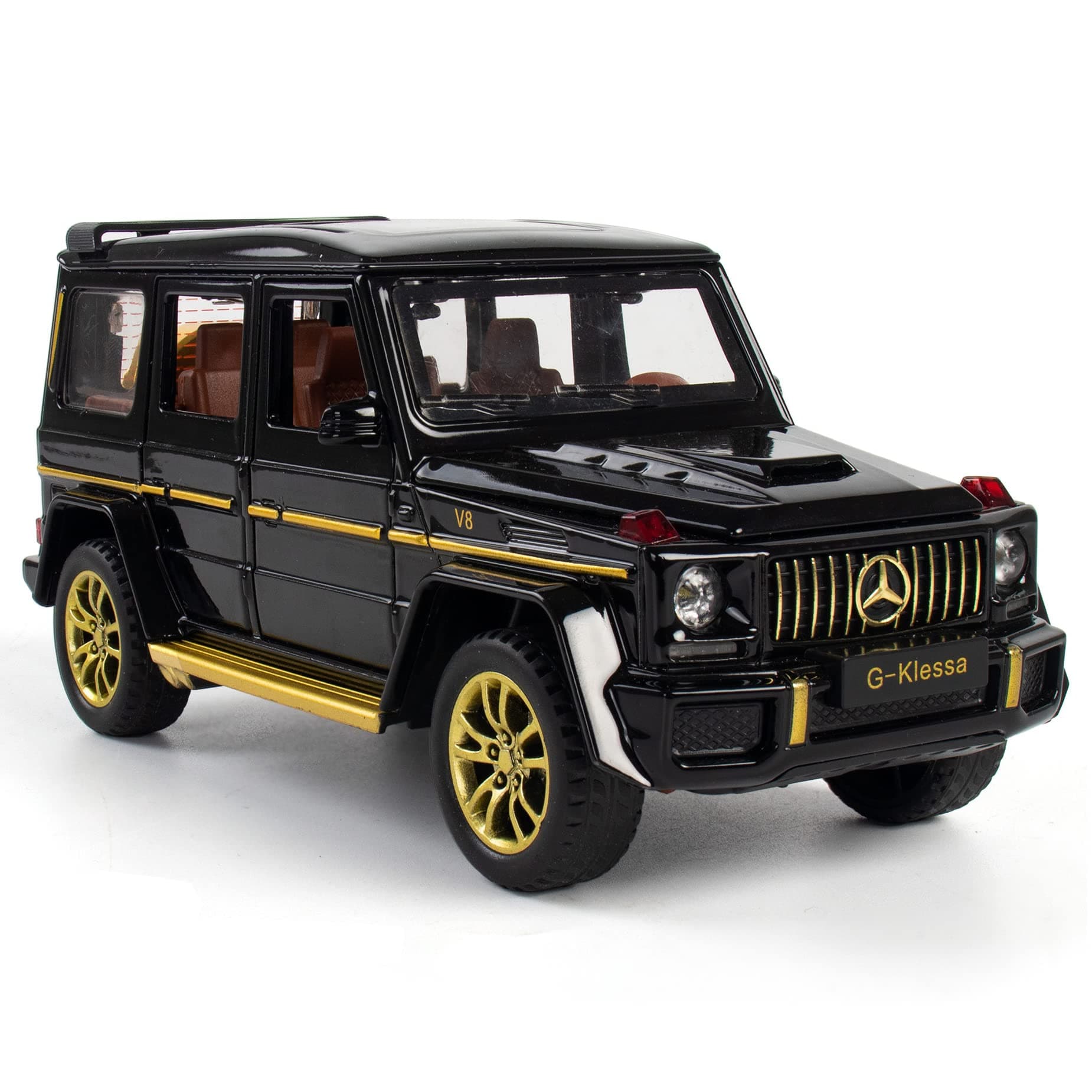 iLooboo Alloy Collectible Black Benz G63 AMG Toy Vehicle Pull Back Die-Cast Car Model with Lights and Sound