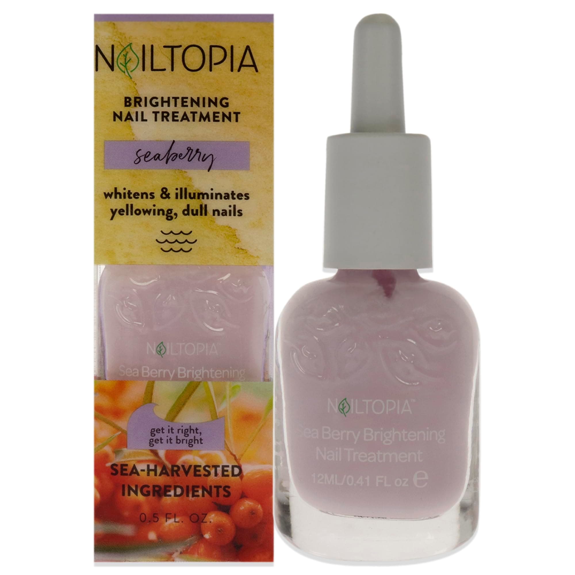 Nailtopia Healing and Brightening Nail Treatment - Nail Growth Oil - Nail Strengthener Treatment for Hard Nails - With Superfood Sea Berry - 0.41 oz