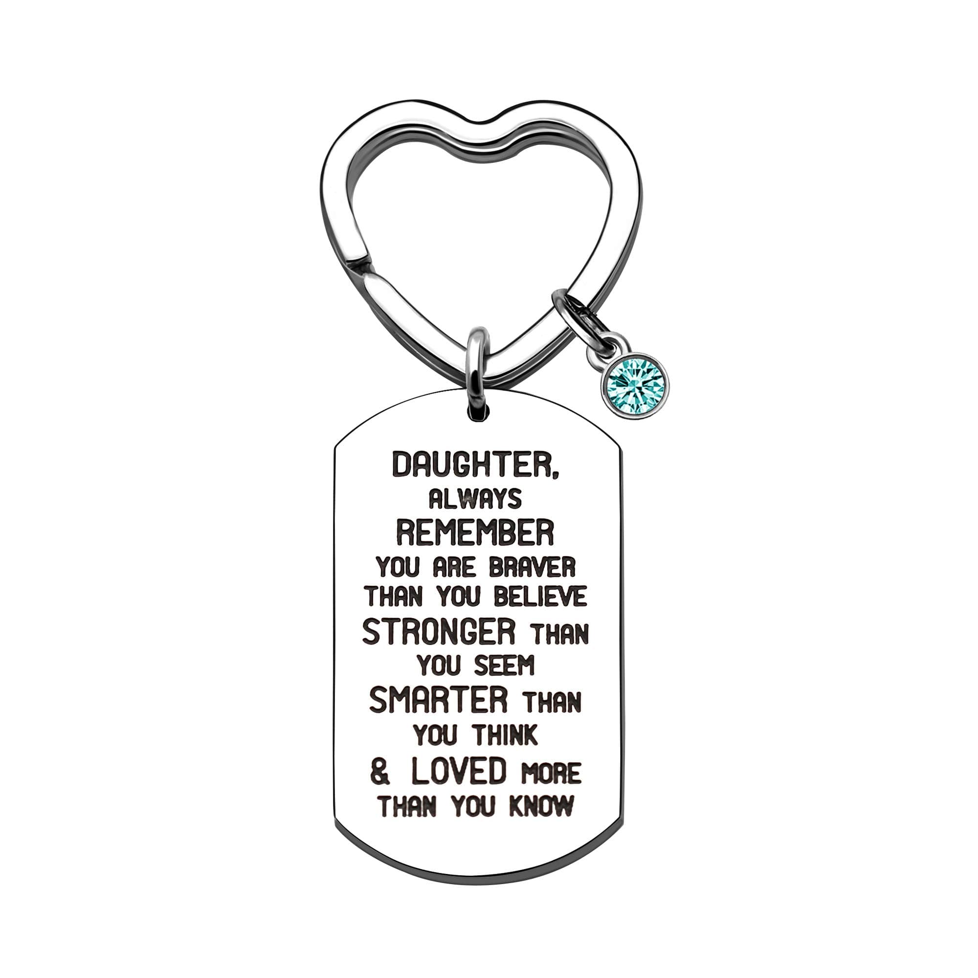 KENYG Inspirational Jewelry Stainless Steel Dog Tag Key Ring Key Chain Key Fob for Daughter Always Remember You are Braver Than You Believe