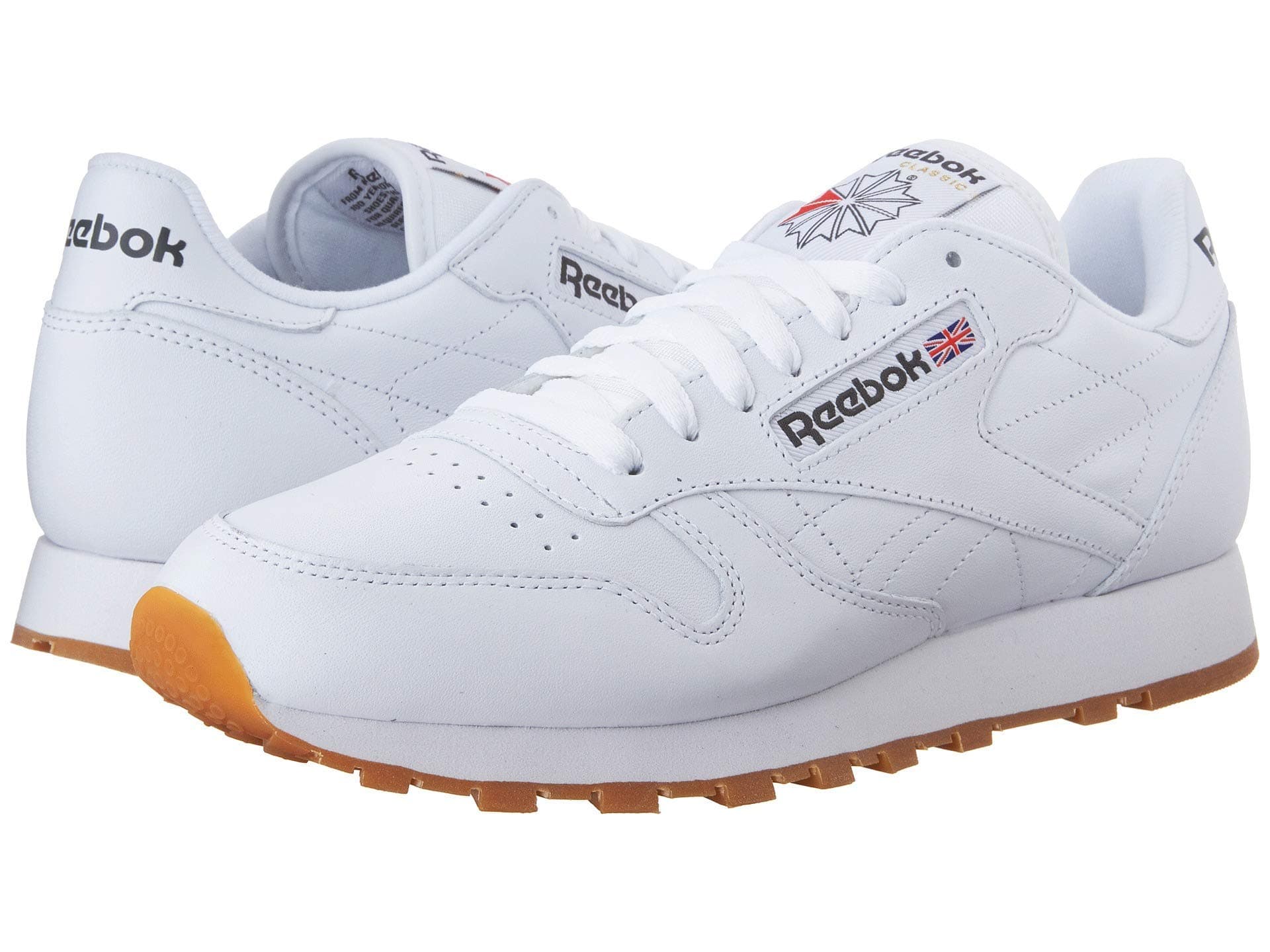 Reebok Men's Classic Leather Casual Sneakers, White/Gum, 5 M US
