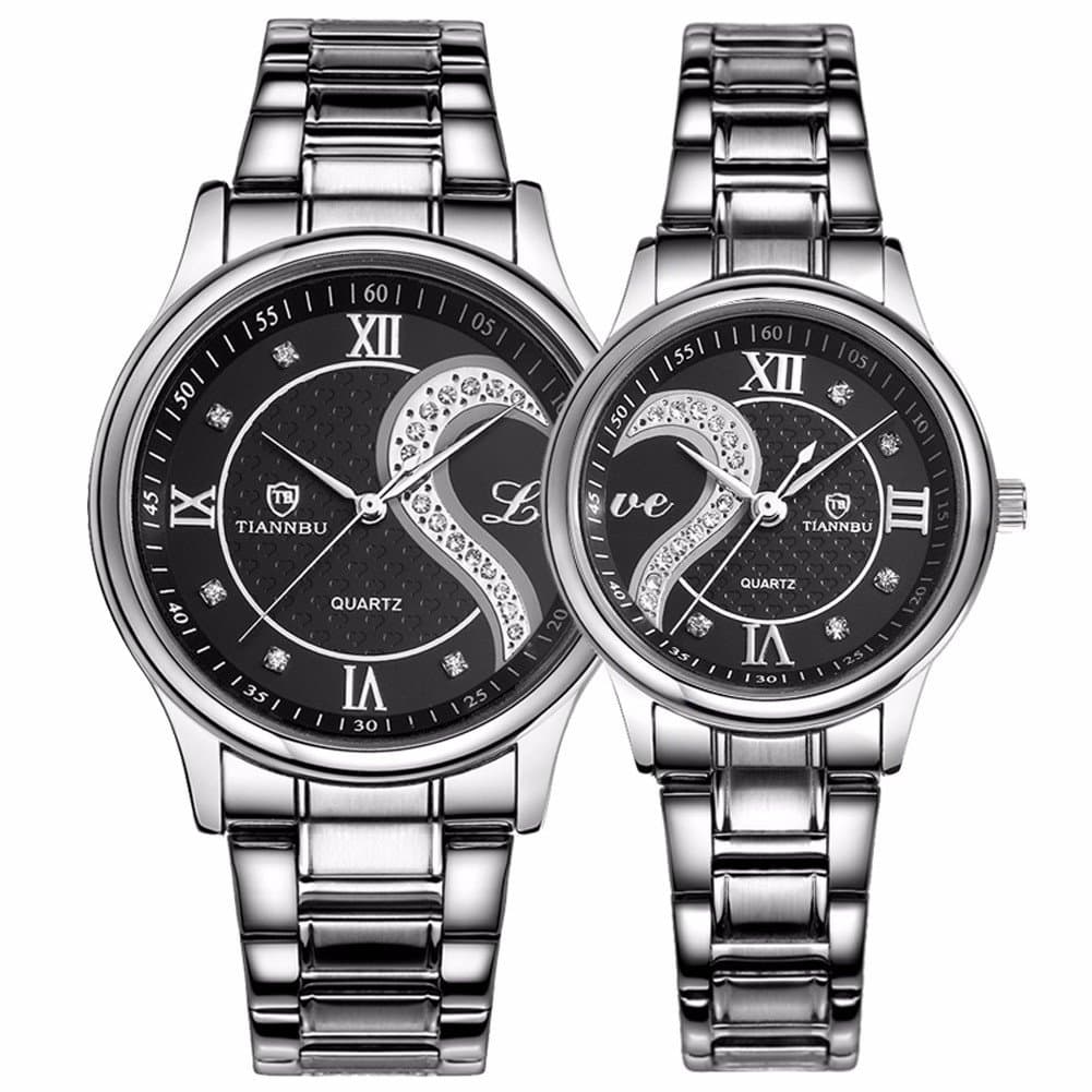 – Fq-102 Stainless Steel Romantic Pair His and Hers Wrist Watches for Men Women Set of 2