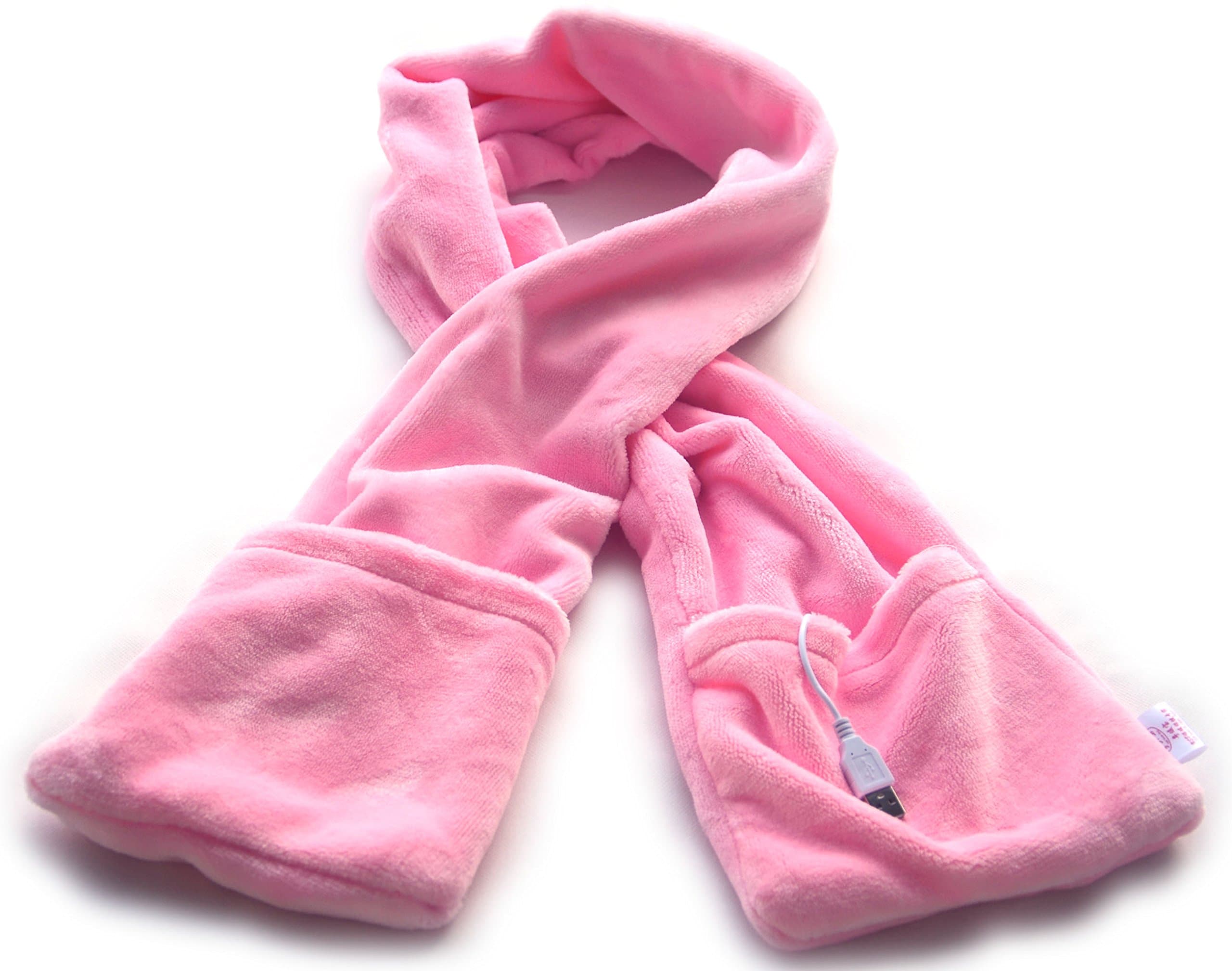 PITI USB Heated Neck Scarf with Warm Pocket Winter Warm Scarf Electric Warmer (pink)