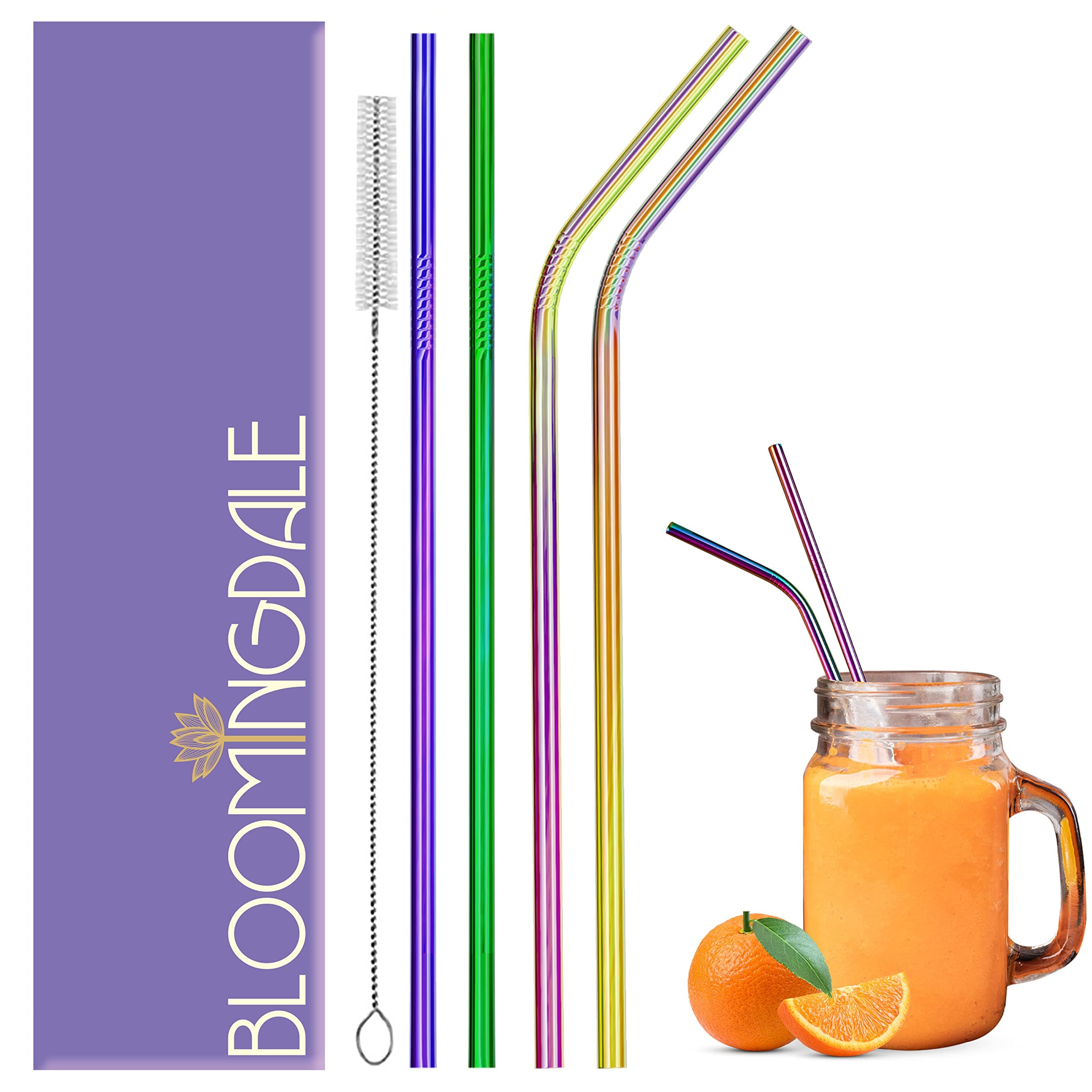 Bloomingdale Steel Straw Rainbow Pack of 5