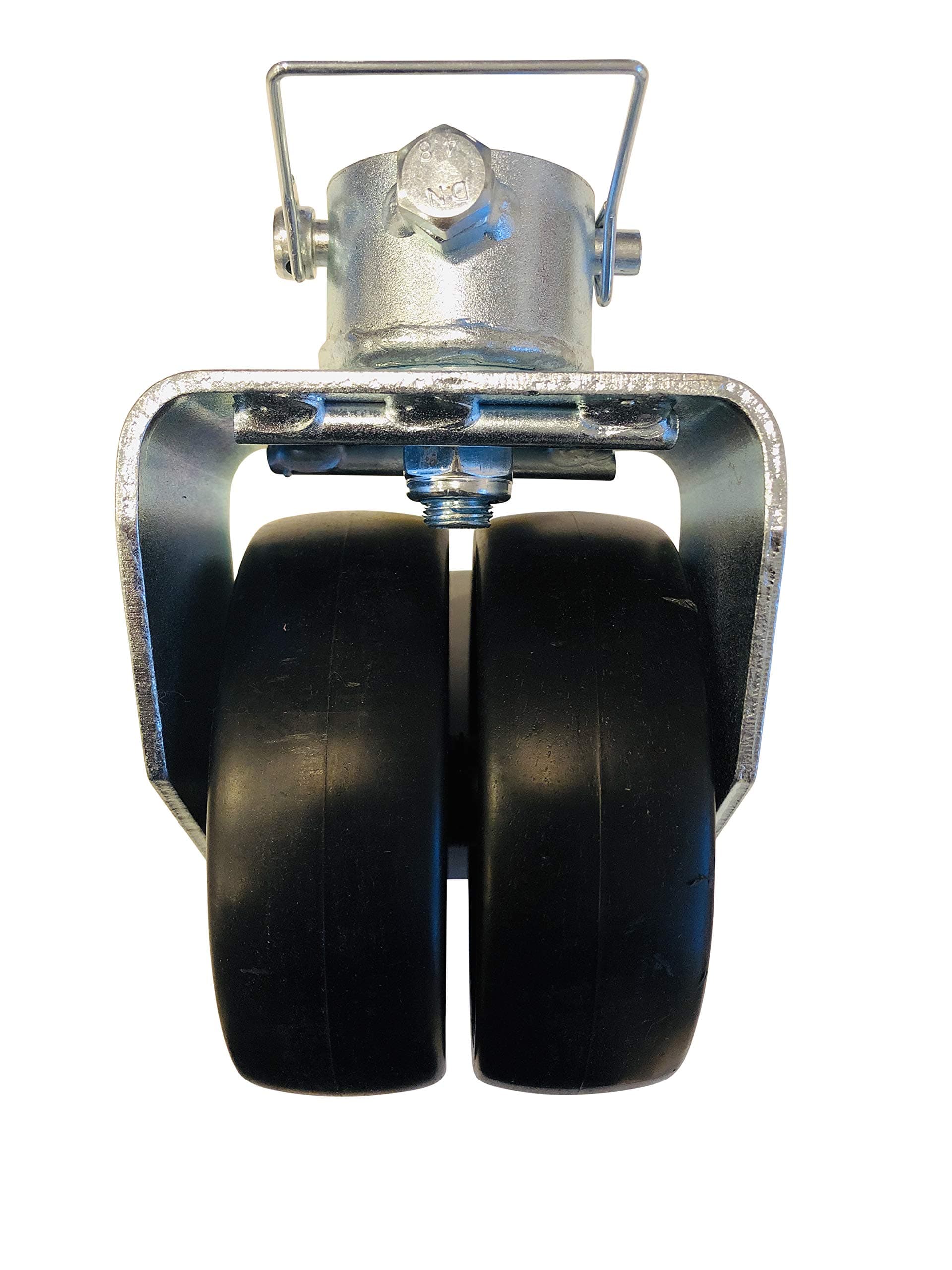 Reinforced Double Wheel Trailer Jack Caster with Pin (2000 Pound Rated)