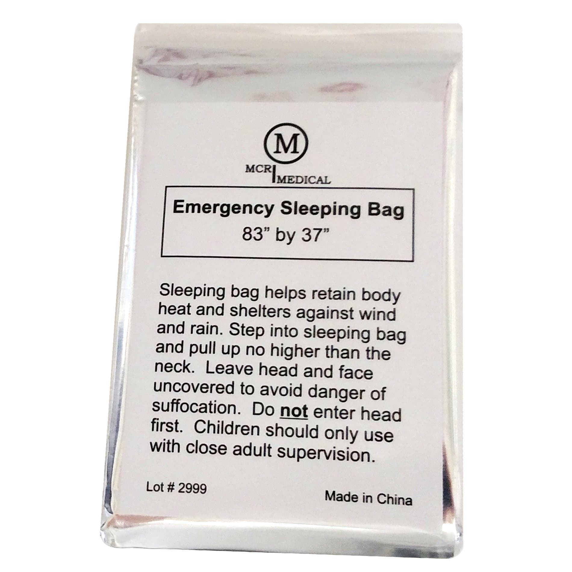 MCR Medical Supply ESB-1 Silver Mylar Emergency Sleeping Bag, 83" x 37"