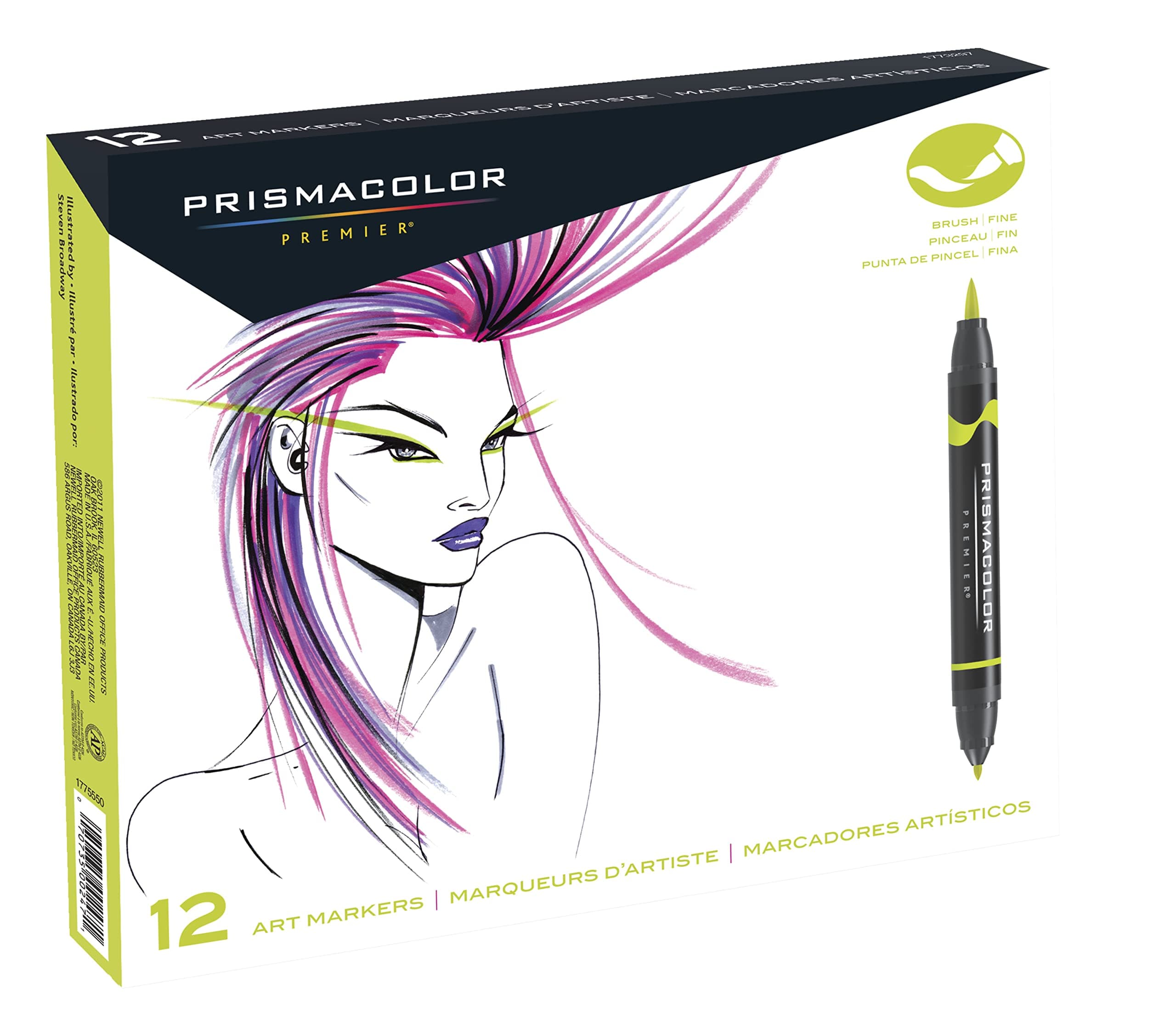 Prismacolor Premier Double-Ended Art Markers, Fine And Brush Tip, Adult Coloring, 12 Pack