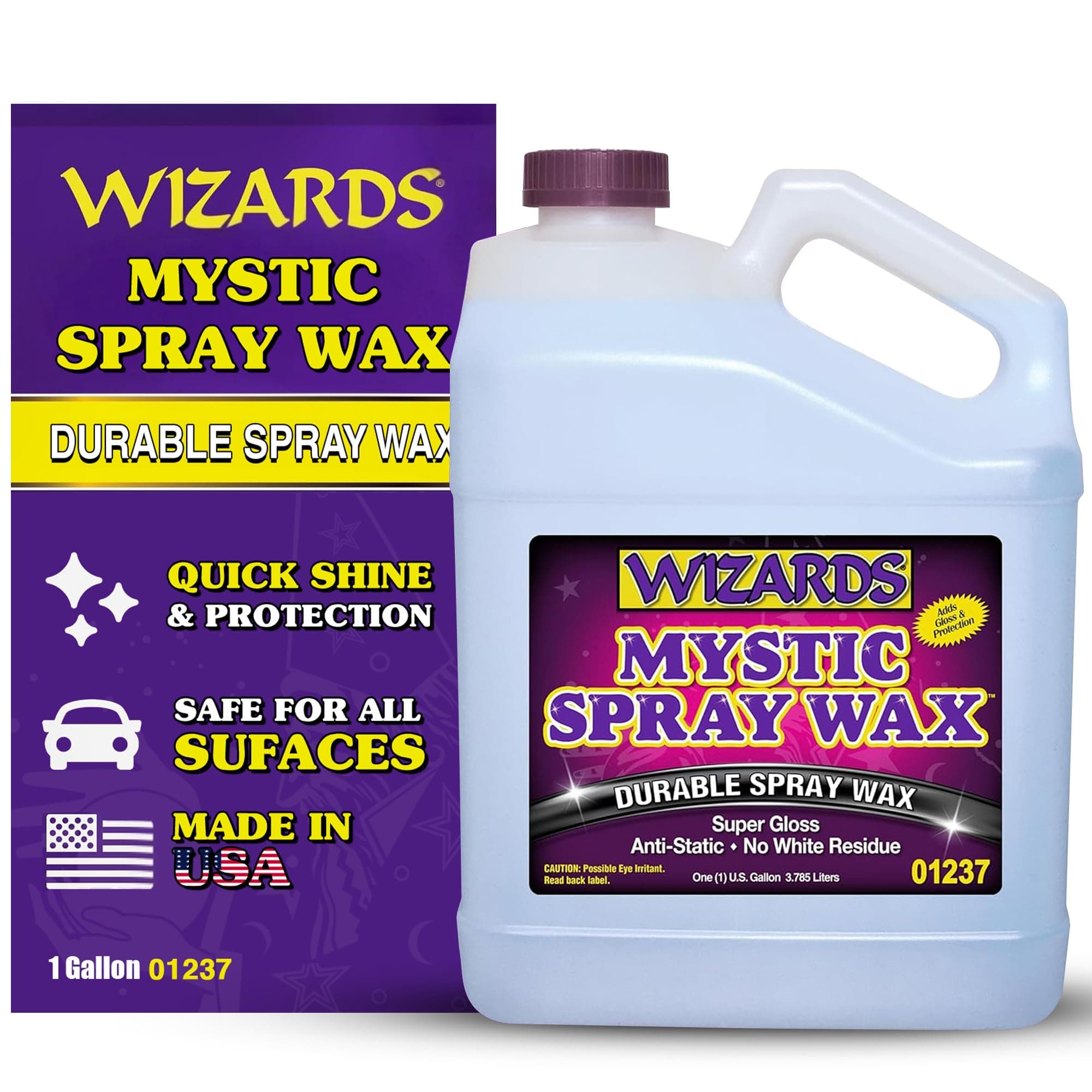 Wizards Mystic Spray Wax - Quick Car Detailer - Nano Polymer Hydrophobic Coating - Non-Traditional Shine Formula - Pleasant Fragrance - 128 fl oz