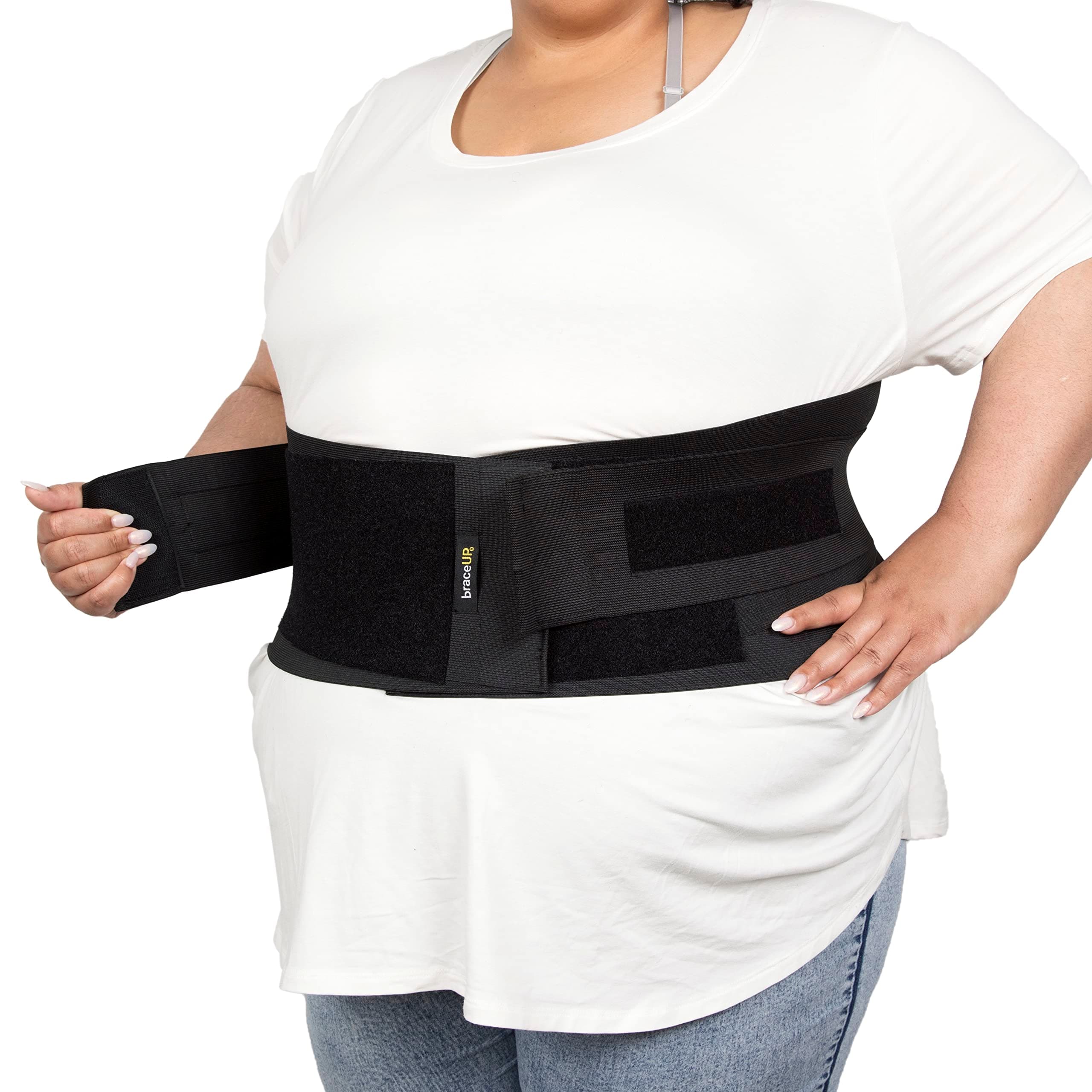 Plus Size Back Brace for Woman and Man - Extra Large Lower Back Support with Straps and Compressions, Back Pain Relief, Abdominal Plus Size Binder (4XL 62-74 In)