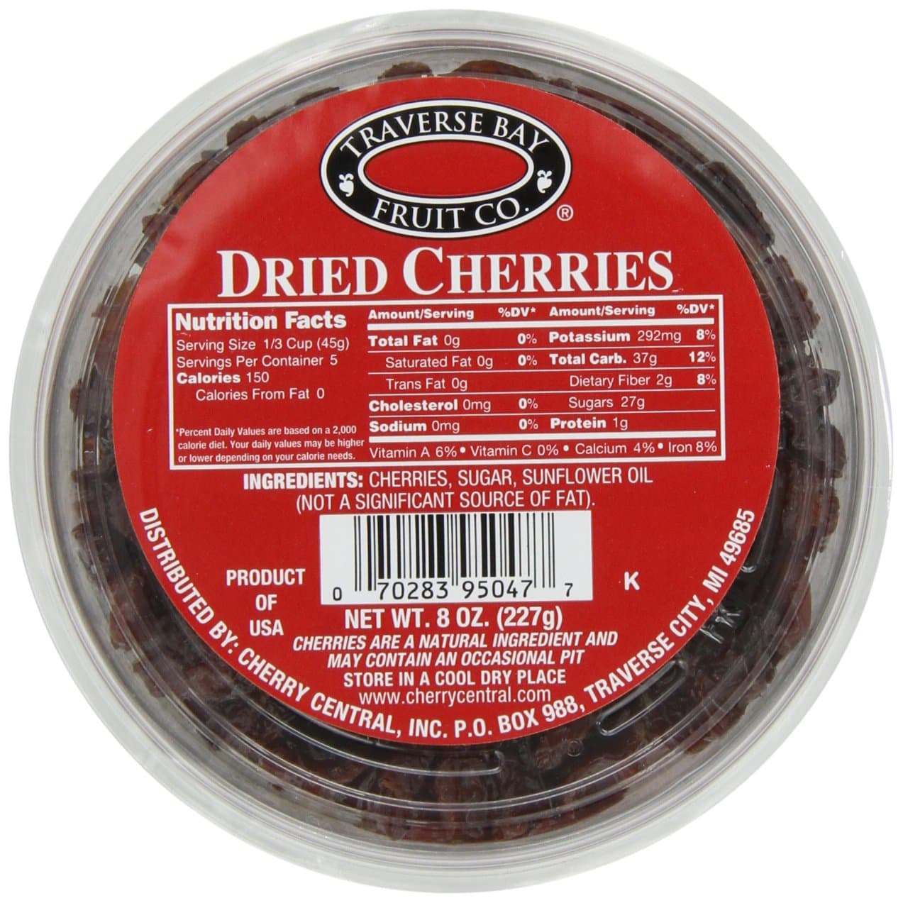 Traverse Bay Fruit Dried Cherries, 8 Ounce (Pack of 4)