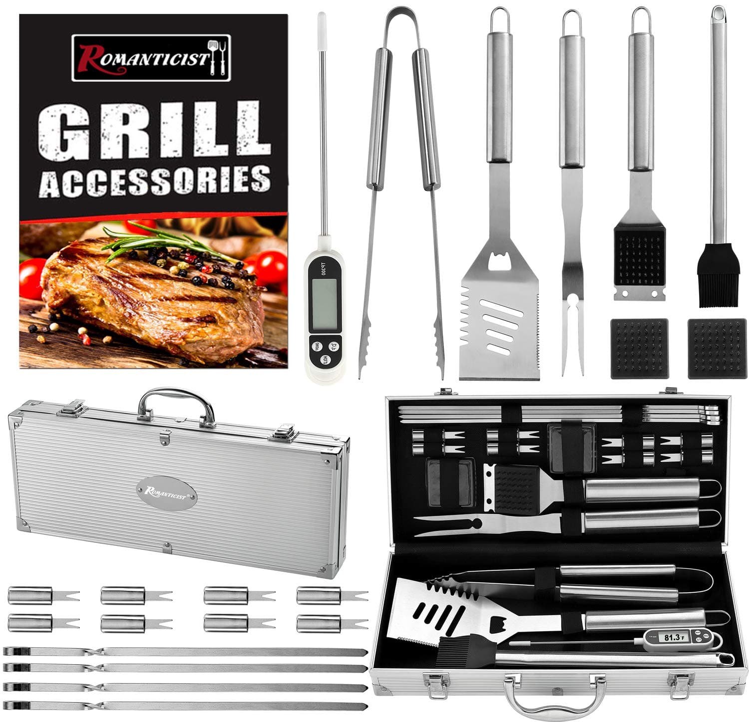 ROMANTICIST 21Pcs Heavy Duty Stainless Steel BBQ Tool Set