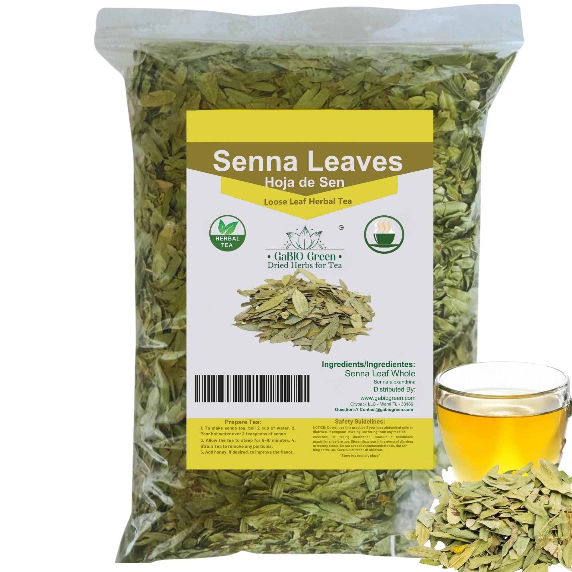 Natural Senna Leaves Hoja Sen Dried Herbal Leaves, Senna Raw Leaf, Hoja Sen Cut & Sifted Herbs, Non-GMO, Gluten-Free, Senna Alexandrina in a Resealable Bag (2oz)