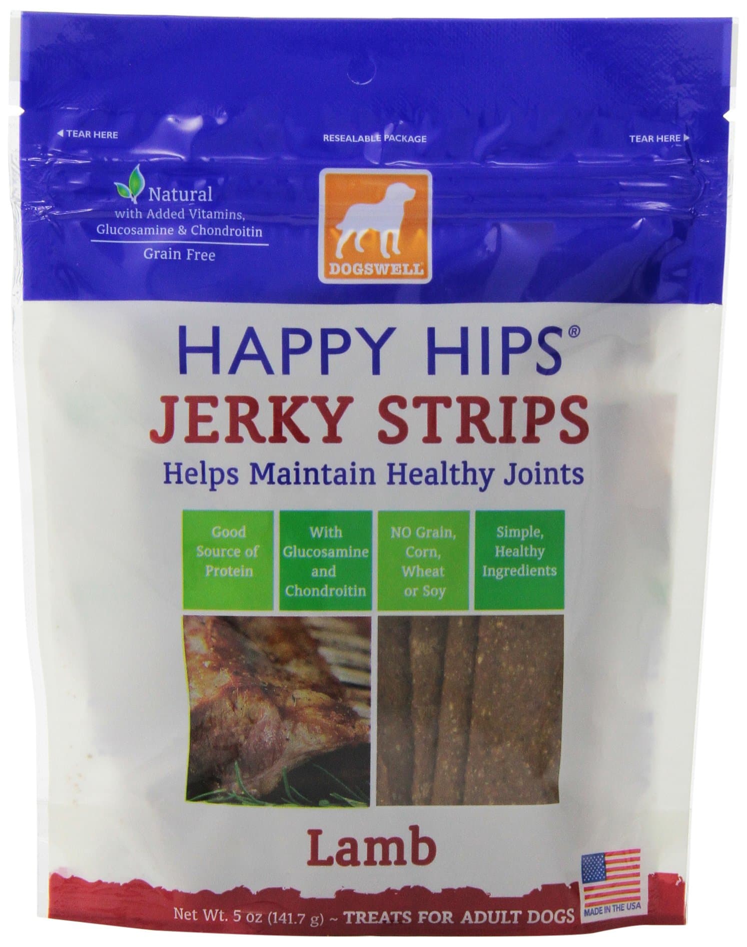 Dogswell Happy Hips Lamb Jerky Strips Dog Treats, 5Oz