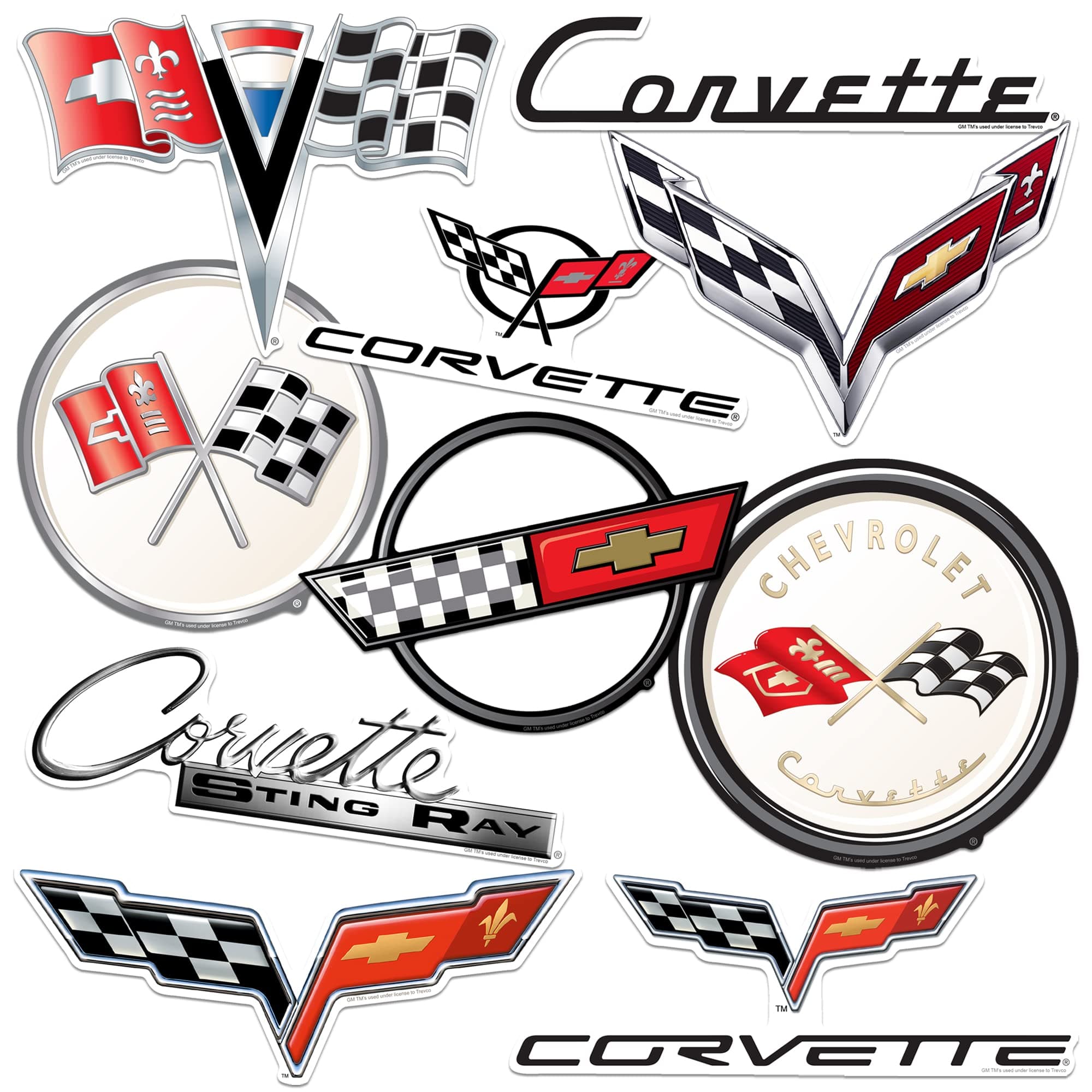Chevrolet Corvette Vinyl Large Deluxe Stickers Variety Pack – Laptop, Water Bottle, Scrapbooking, Tablet, Indoor/Outdoor – Set of 10