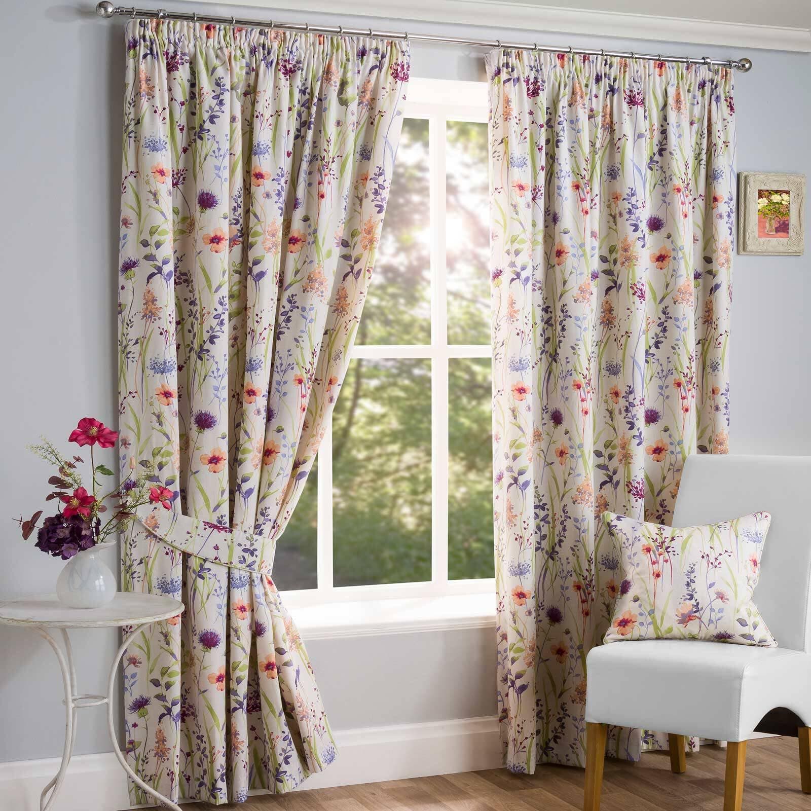 Hampshire Pencil Pleat Curtains, Half Panama Polycotton, Multi (66 x 90)