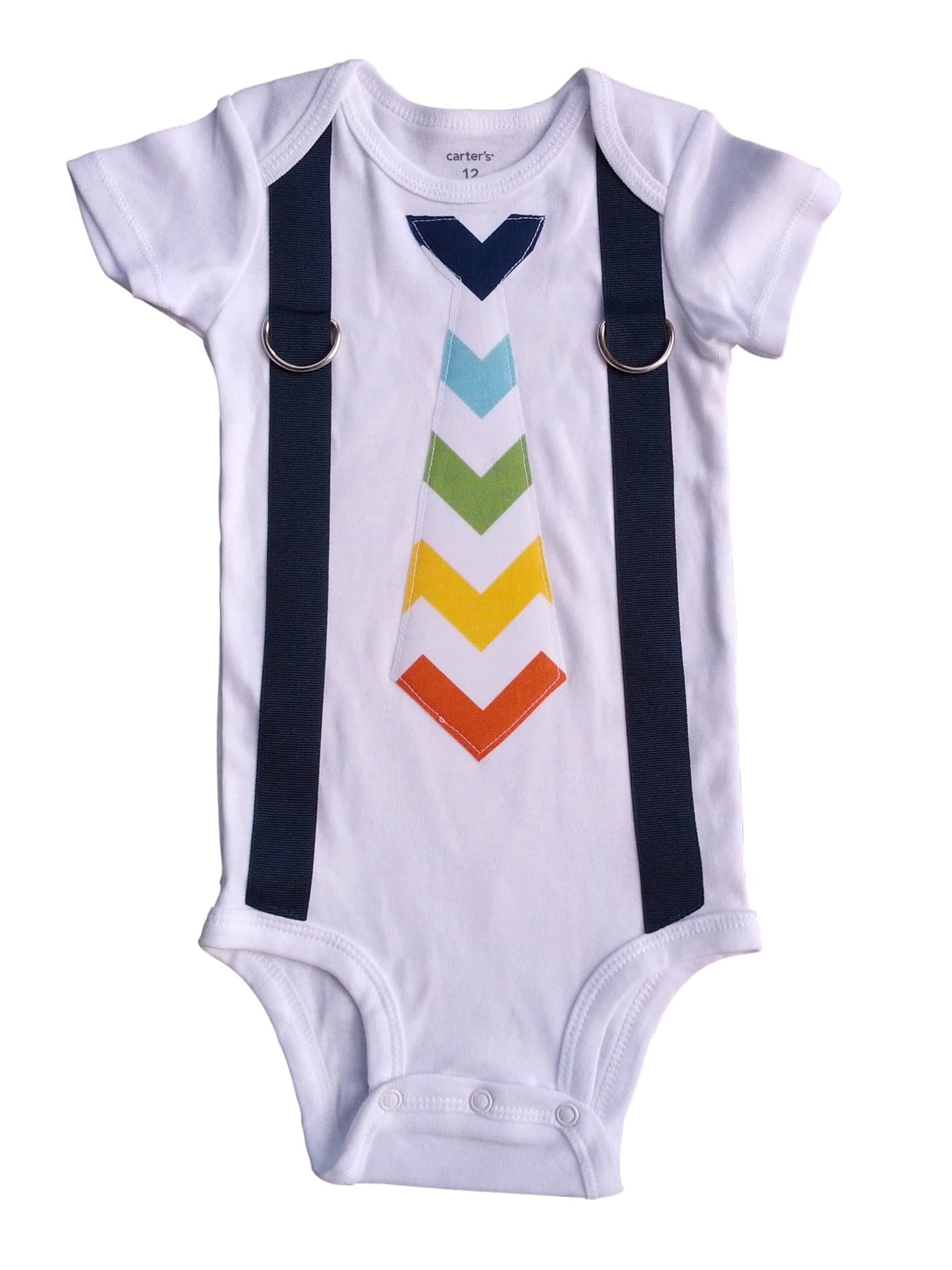 Baby Boys' Onesie Tie Rainbow Chevron