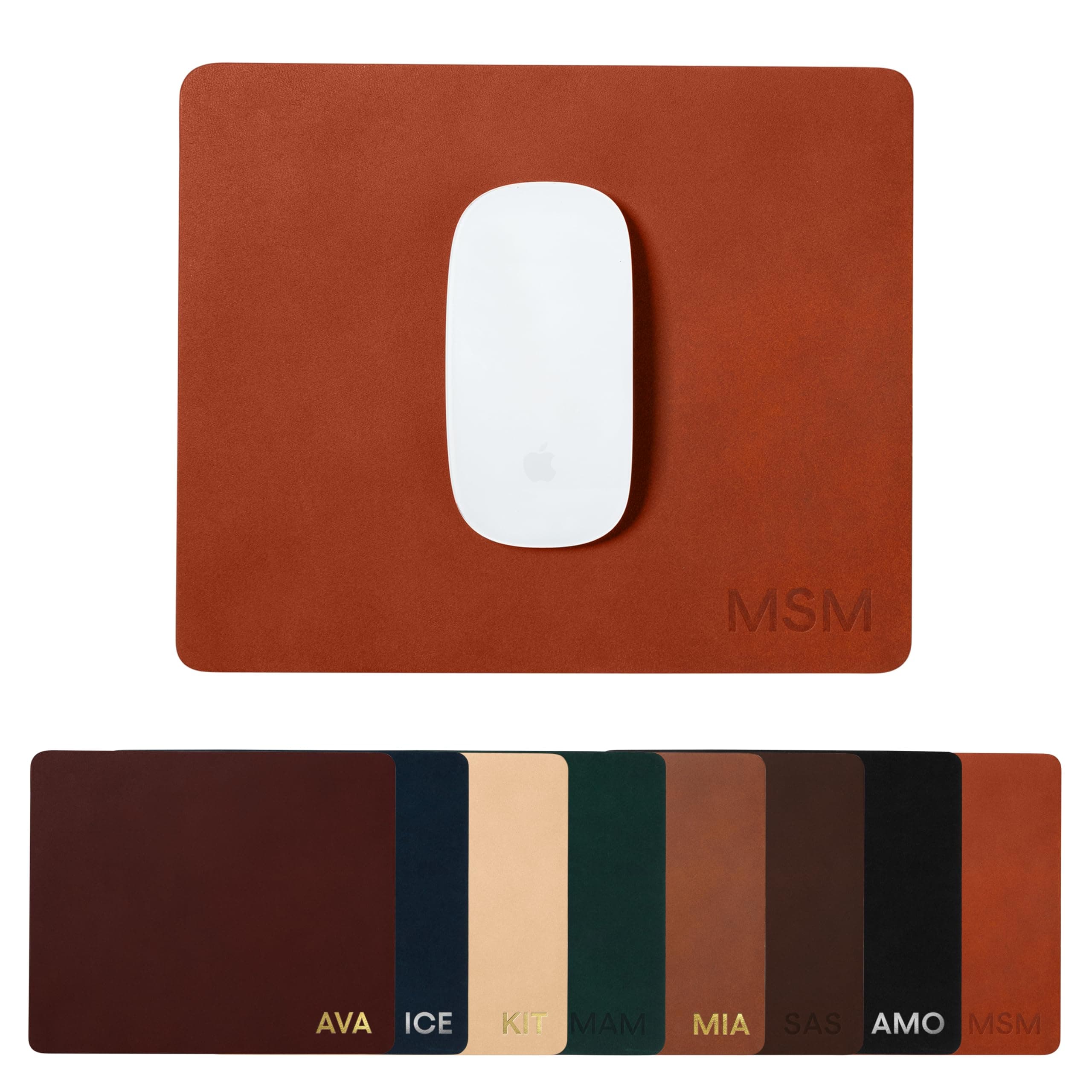 Northwind Personalized Leather Mouse Pad – Made in USA - Minimalist Custom Monogrammed Full Grain Leather Mousepad | Premium Office Desk Accessory Gift for Men and Women, 7.5" x 9" Rectangular