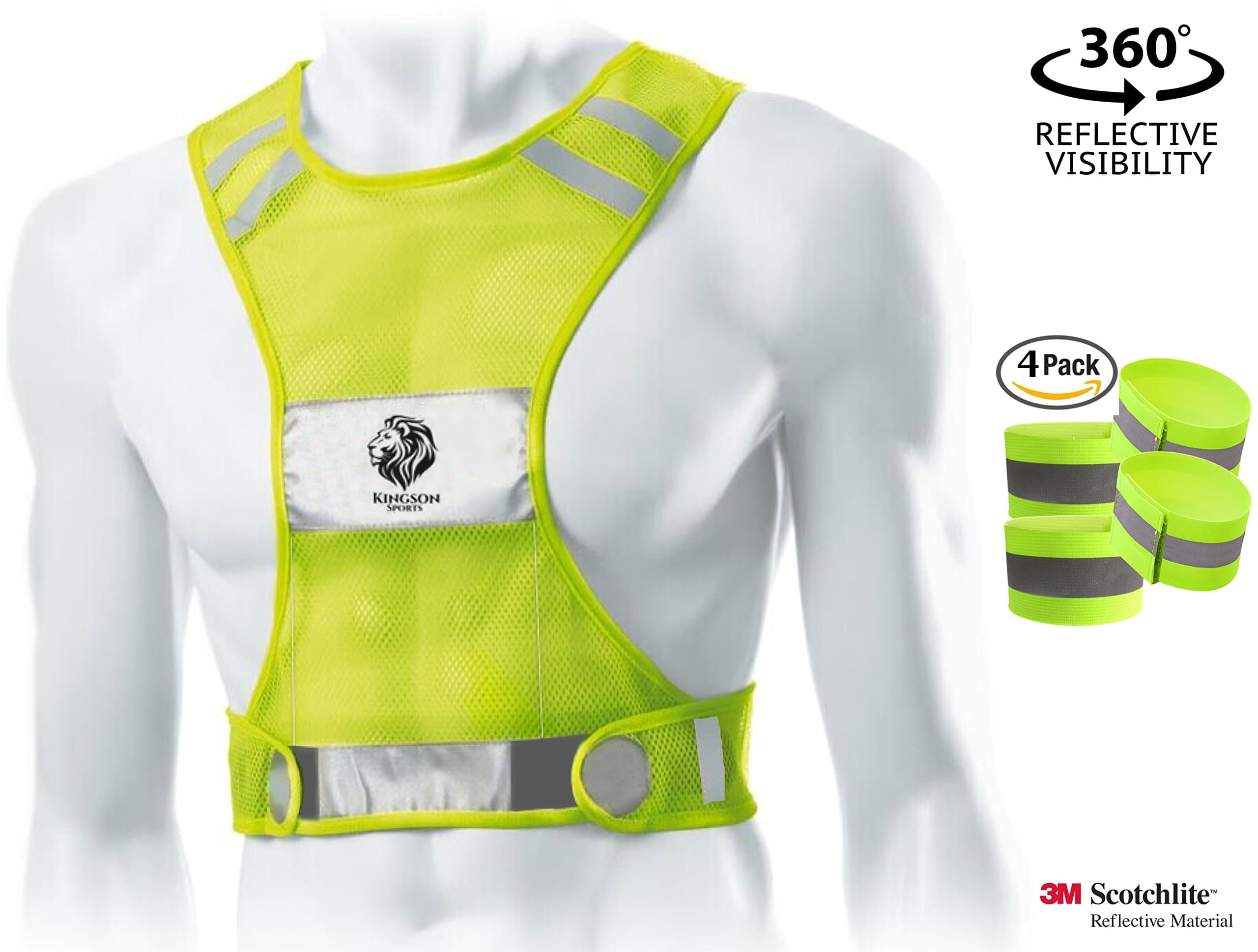 Best Reflective Running Vest for Athletic Men & Women, Premium 3M Safety Bands for High Visibility and Comfort, Protect Yourself While Running, Walking, & Cycling! Yellow