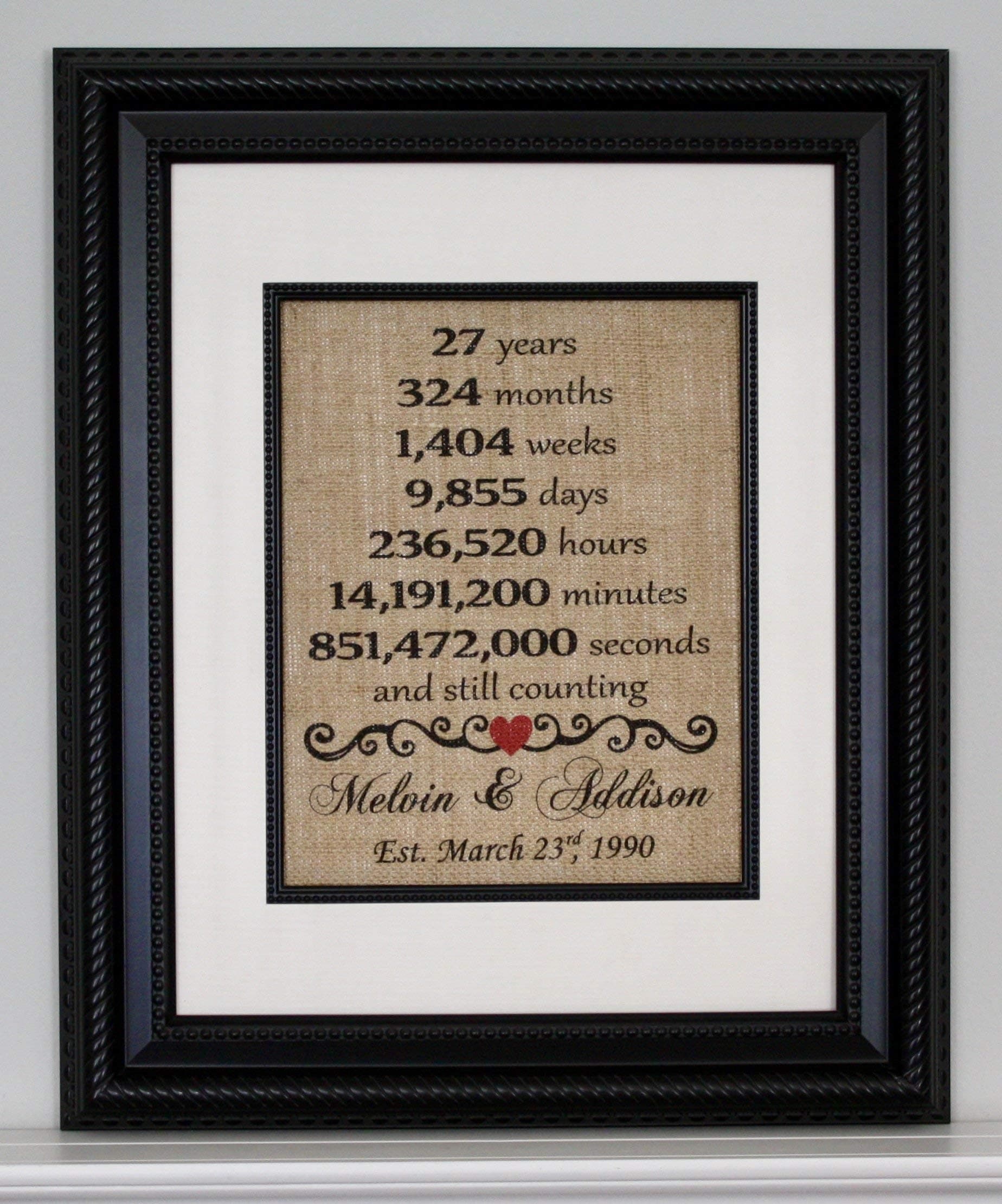 27th Anniversary Personalized on Burlap