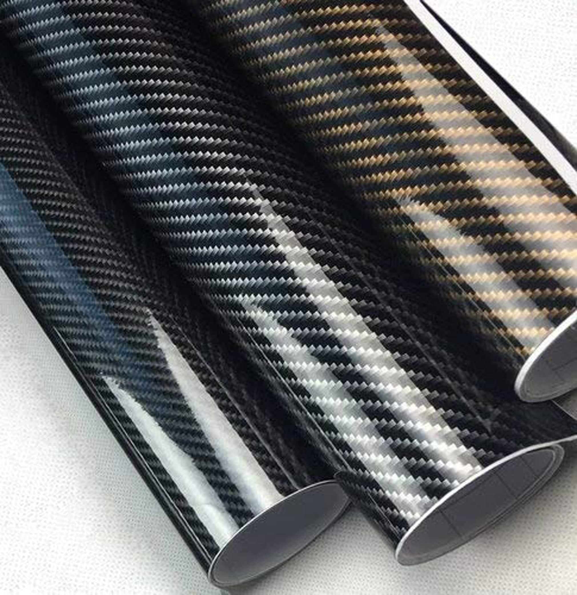 ELTON Self Adhesive Black 5D Carbon Fiber Vinyl Wrapping Film for Car & Bikes (24x72 Inch)