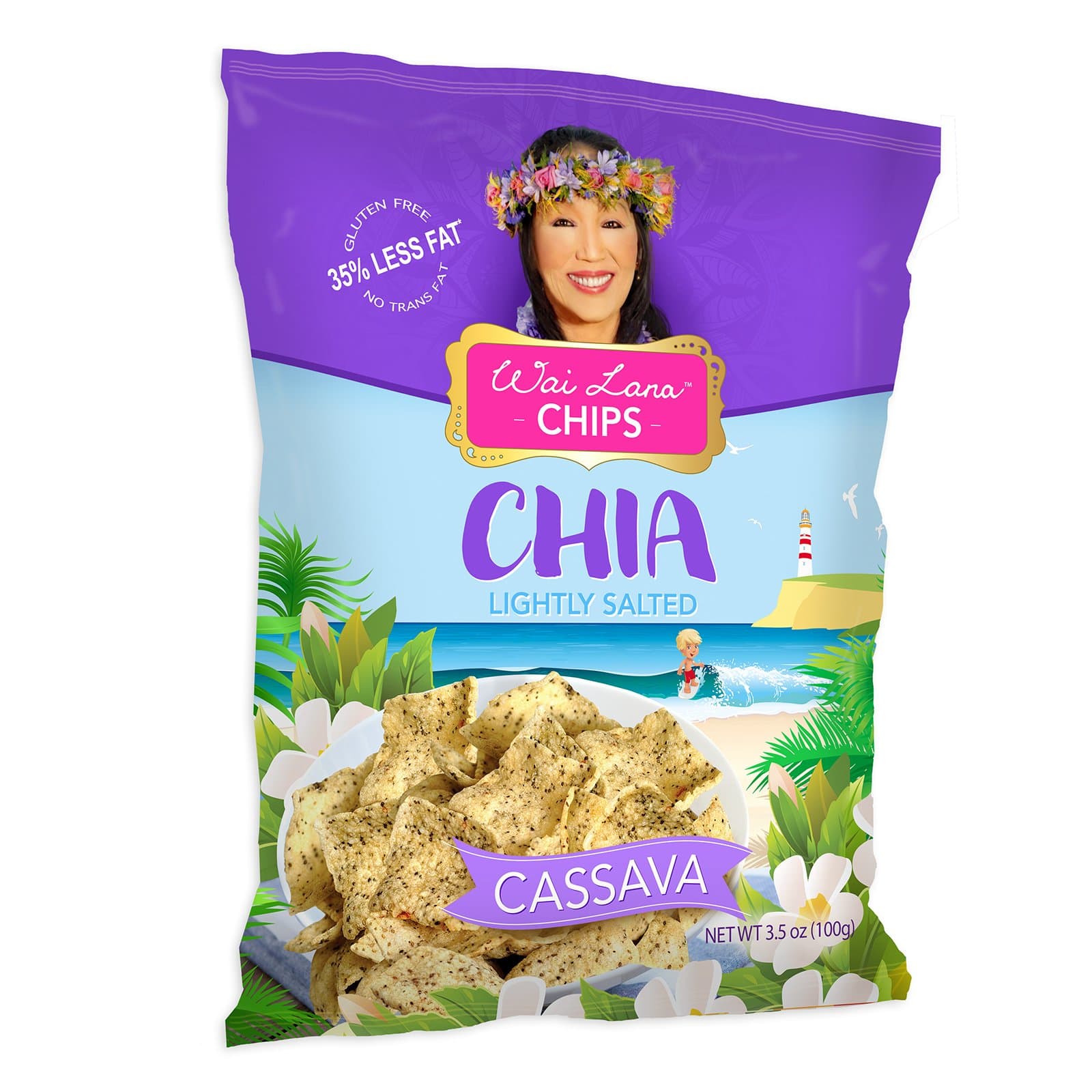 Superfood Cassava Chips | Gluten-Free, Veg, (3.5oz) - 12 Pack - Flavor: Chia Lightly Salted - Wai Lana