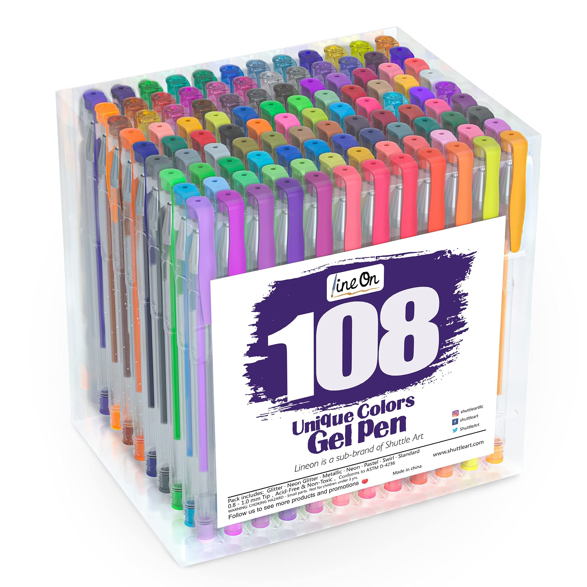108 Colors Gel Pens Set, Gel Pens for Adult Coloring Books Journals Drawing Doodling Art Markers