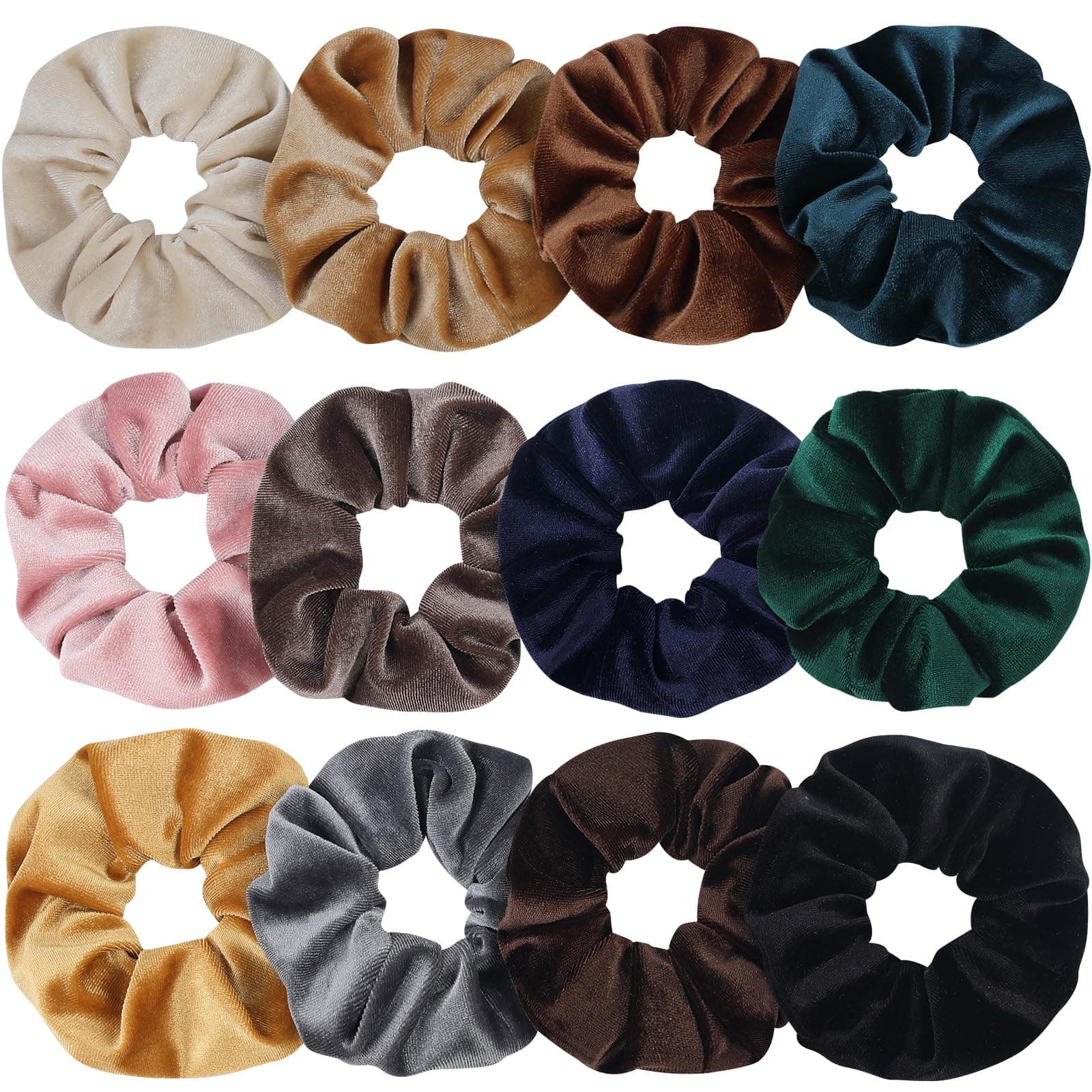 Mandydov 12 Pcs Velvet Hair Scrunchies Elastic Hair Ties Ropes Scrunchie for Women Hair Accessories