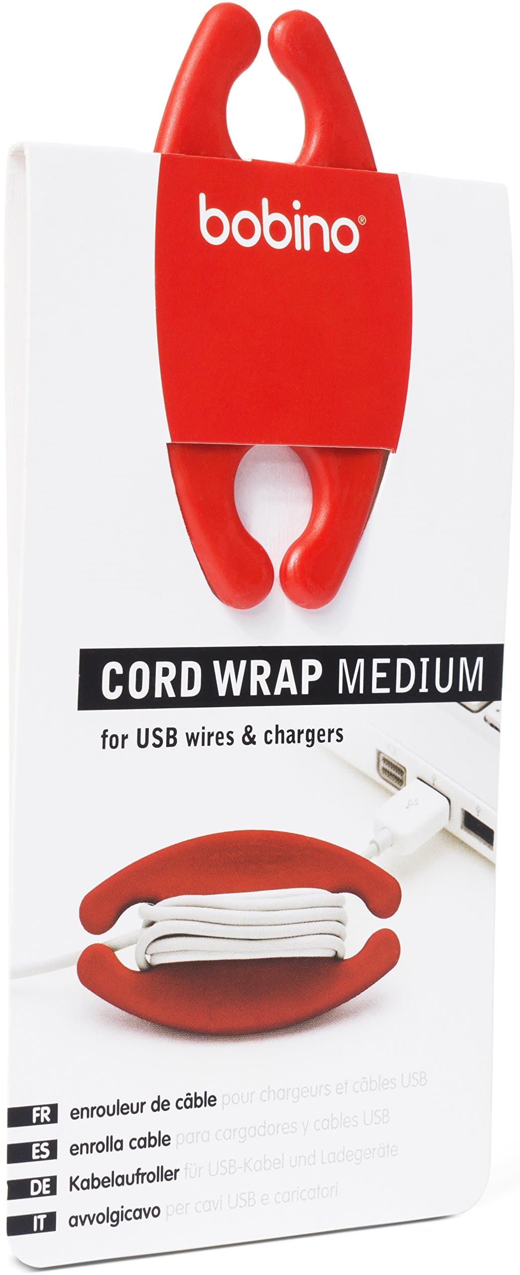 BobinoCord Wrap - Medium - Red - Stylish Cable and Wire Management/Organizer