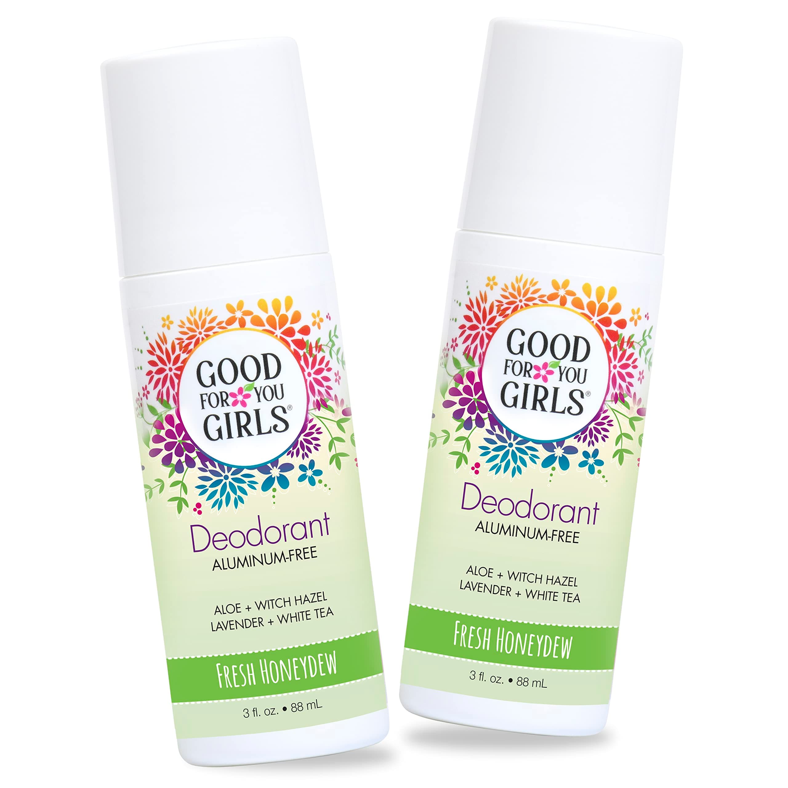 Good For You Girls Aluminum-Free, Natural Deodorant for Kids, Pre teens, Teens, Safe & Effective Odor Control, Clear Roll-On, Natural Fragrance, Vegan, Made in USA | Fresh Honeydew, 3 oz (Pack of 2)