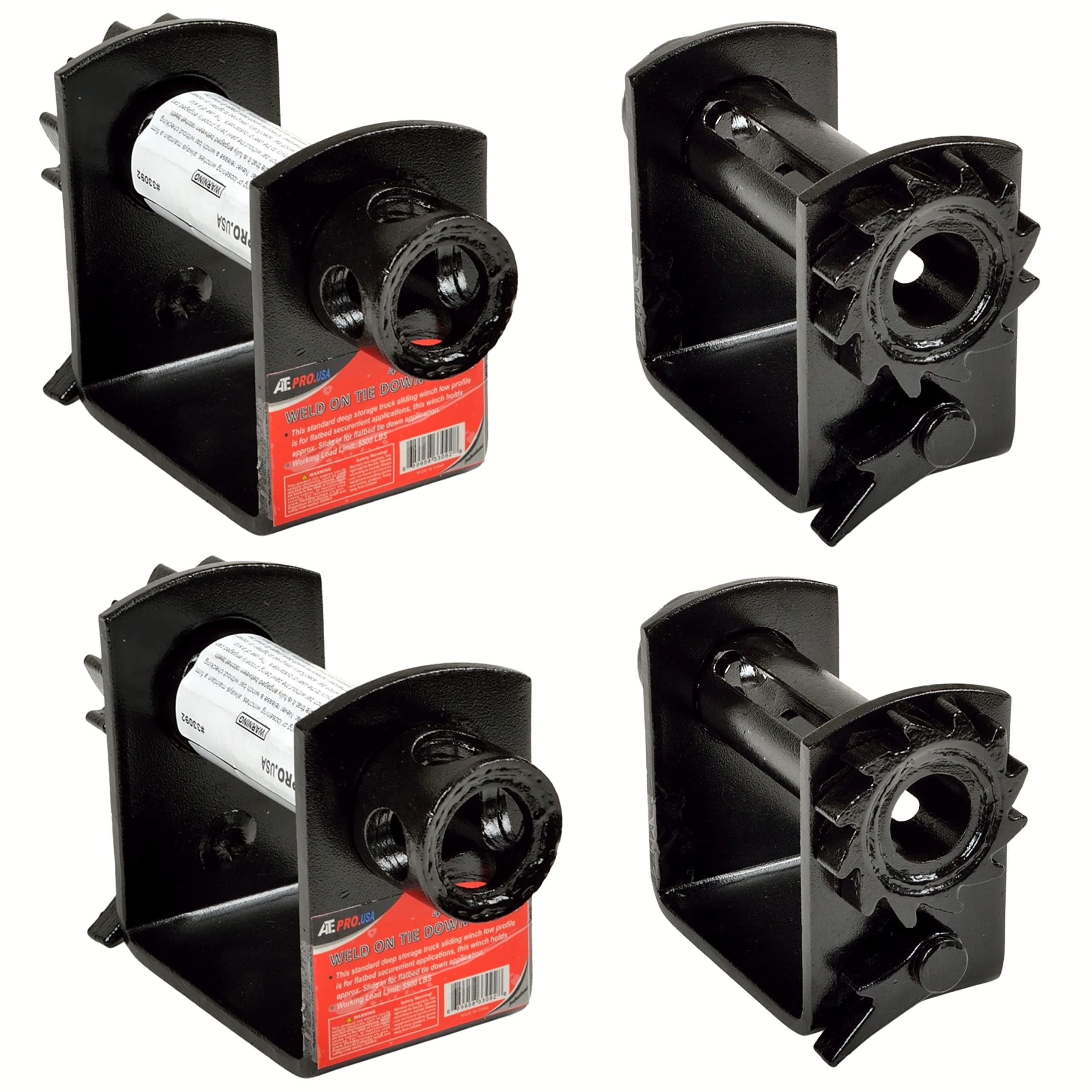 My Bestie ATE Pro. USA - 4'' Heavy Duty Storable Weld-On Truck Tie Down Winch, Cargo Tie Down Winch for Truck, Trailer, Flat Bed, Roll-Off Trucks, 4 Pack (33092)