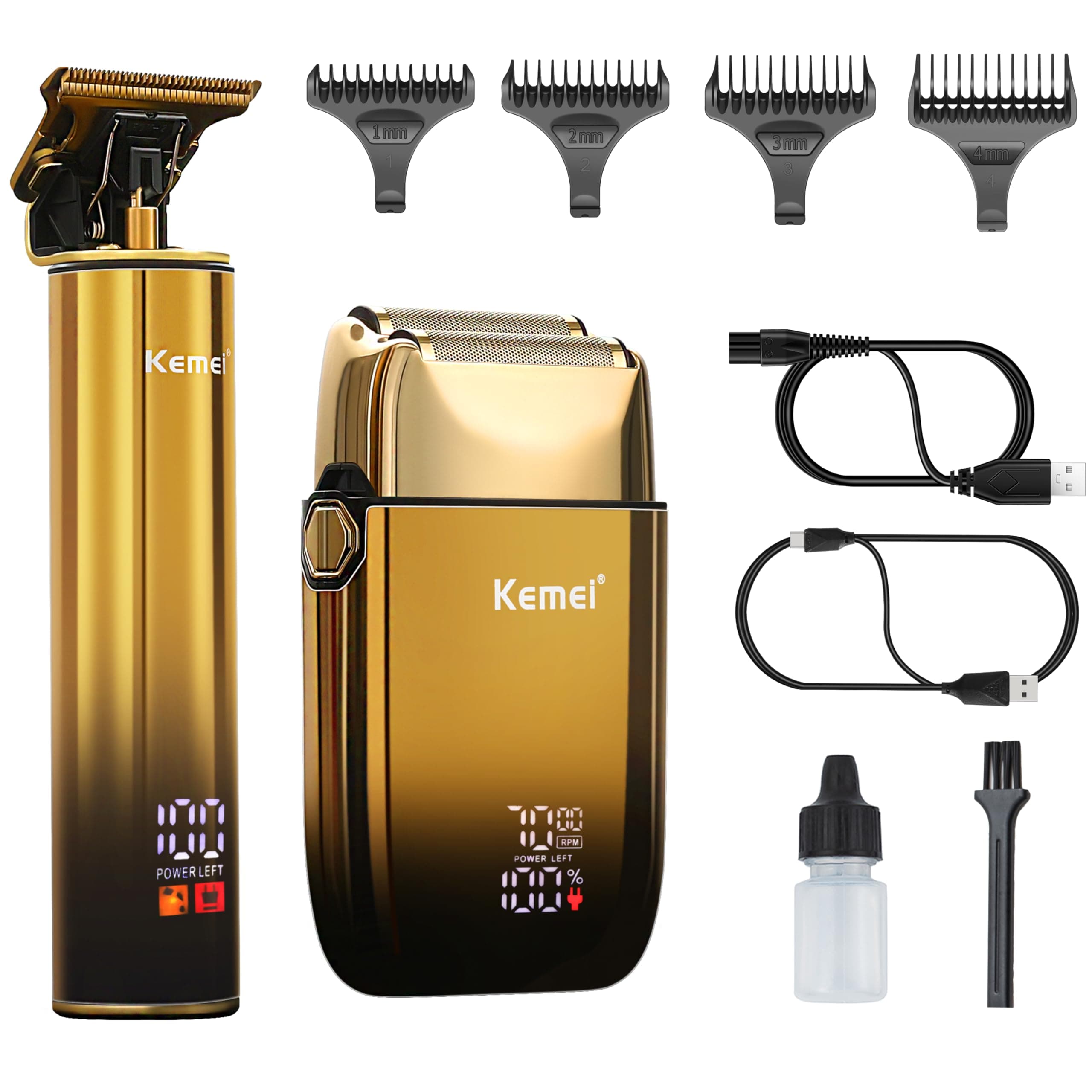 Hair Trimmer & Electric Razor, Foil Shaver, Men's Hair Clipper, Cordless Beard Trimmer, USB Rechargeable, Men's Grooming Kit for Barbers/Home Use, Gift for Men