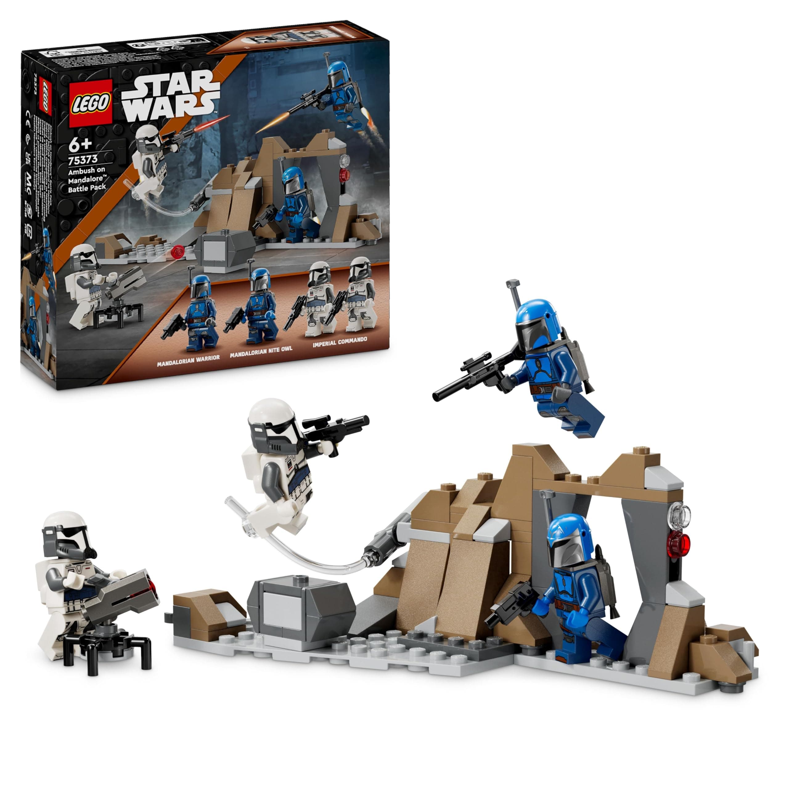 Star Wars: The Mandalorian Ambush on Mandalore Battle Pack, Building Toy for 6 Plus Year Old Boys & Girls, with 4 Character Minifigures, Small Creative Gift for Kids 75373