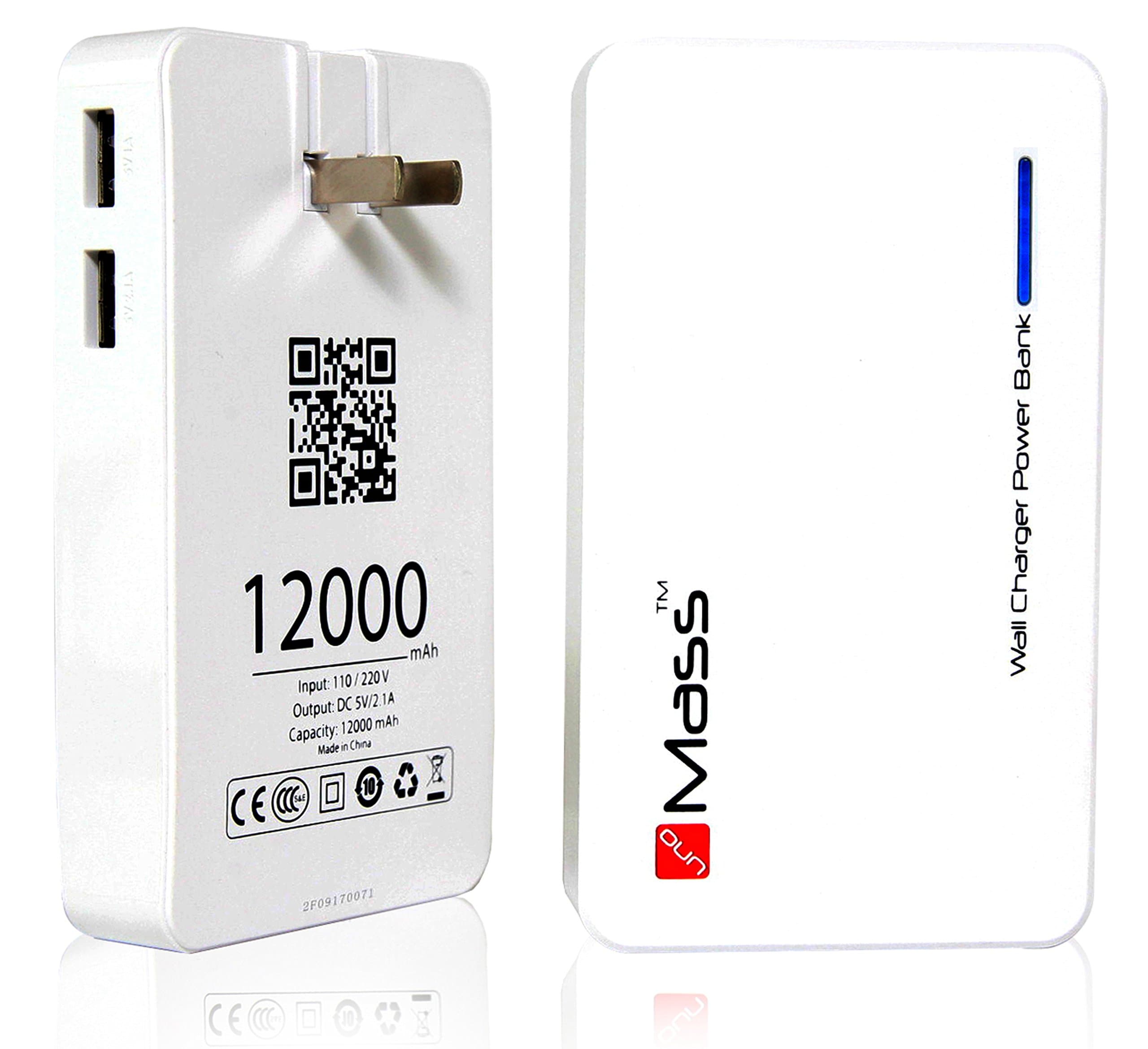 Dual USB External Battery Pack Wall Charger Power Bank 12000 mAh Backup Charger for iPhone 6S / 6 Plus, iPad Air 2 / Mini 3, Galaxy S6 / S6 Edge, Galaxy Note 5, Nexus 9 and Tablets