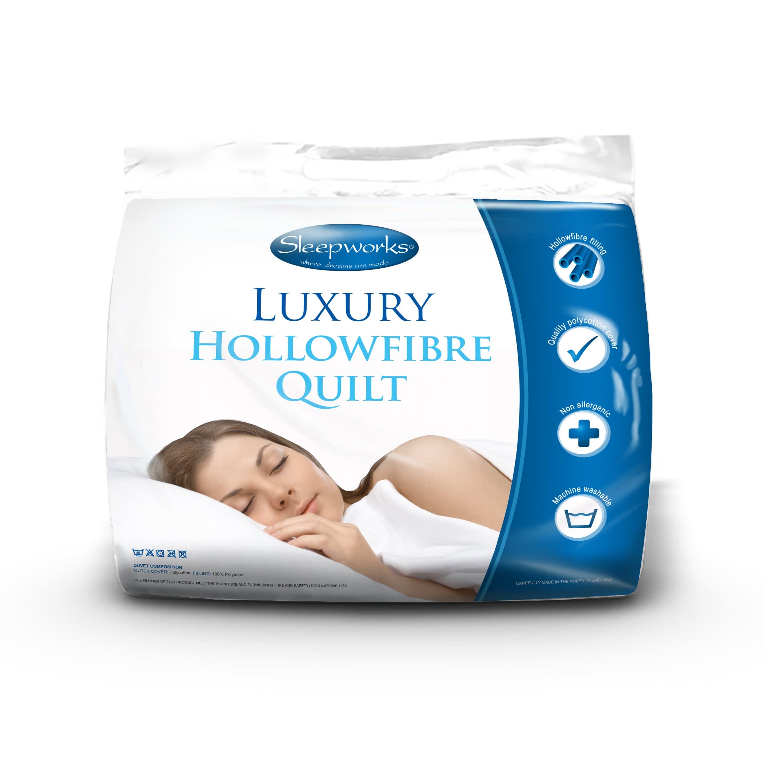SW LivingSleepworks Double 15.0 tog Duvet Polycotton Cover, Hollow_Fibre, White
