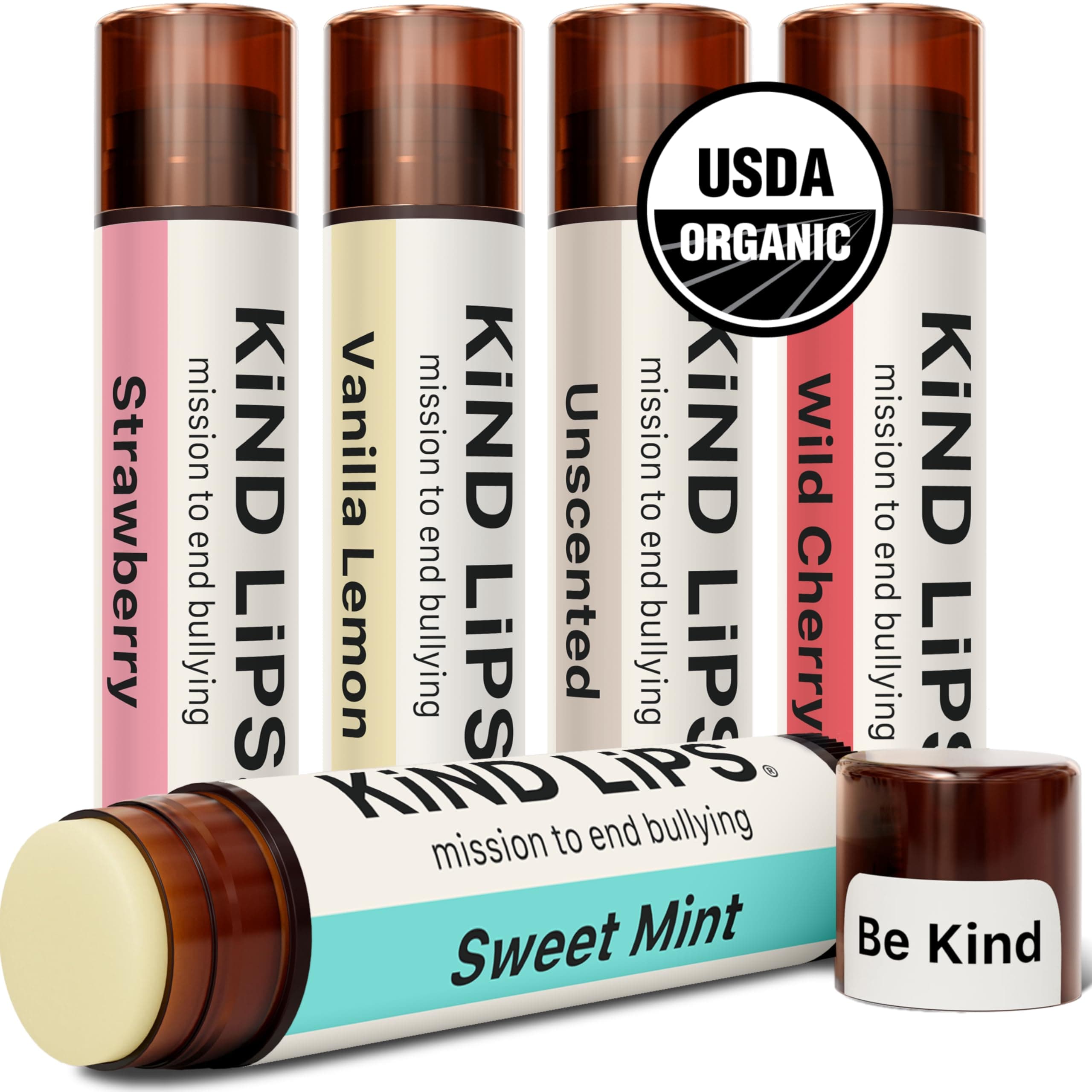 Kind Lips Organic Lip Balm Variety Pack Natural Moisturizing Lip Care Gift Set 5 Pack