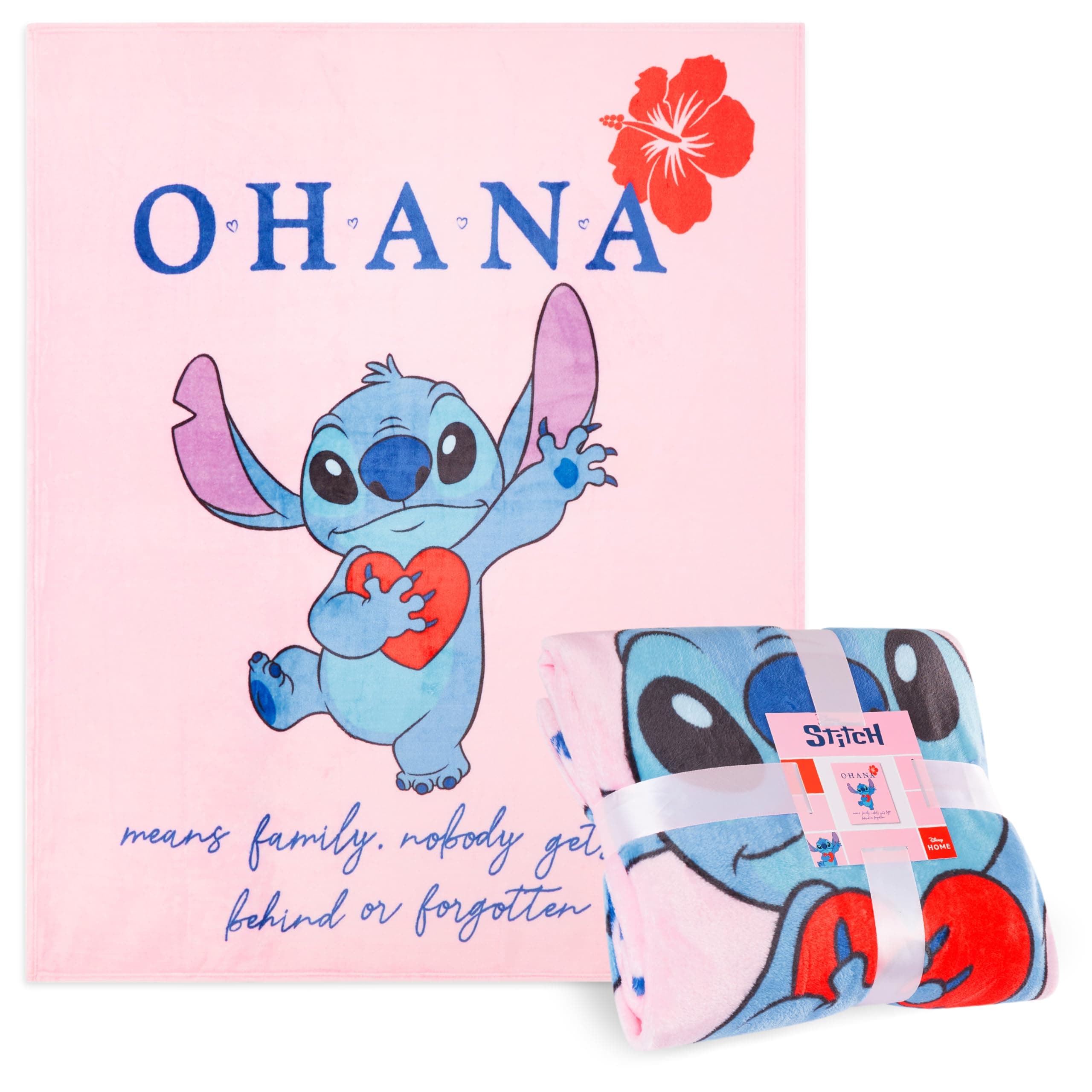 Disney Stitch Throw Blanket Soft Fleece Blanket Bedroom Accessories 59 x 51” (Pink Stitch)