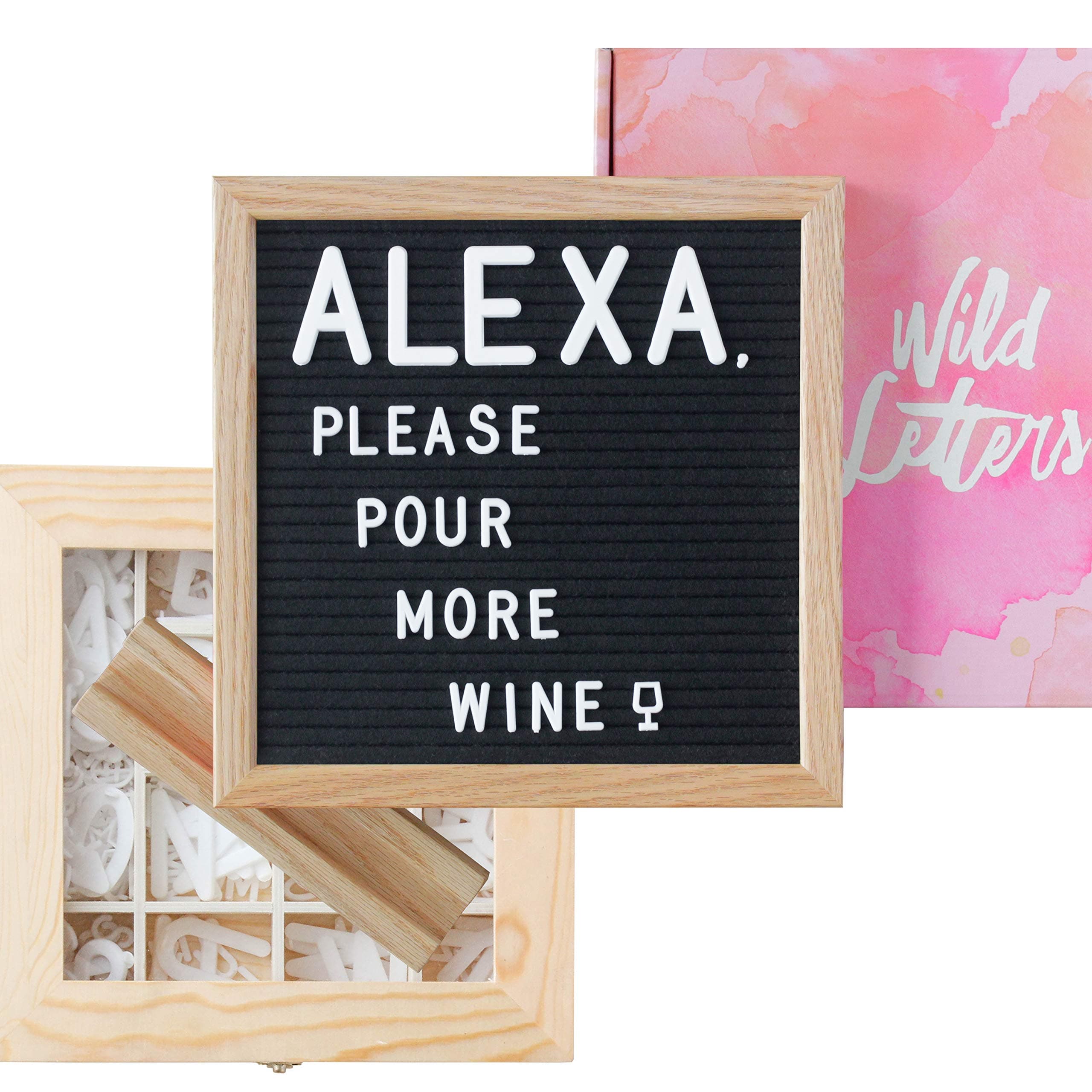 Letter Board with Letters 10x10 Felt Letterboard Accessories |+Organizer +Pre-Cut +Large Letters +Stand| Black, Letterboards, Changeable, Message Board, Box, Baby Announcement, First Day of School