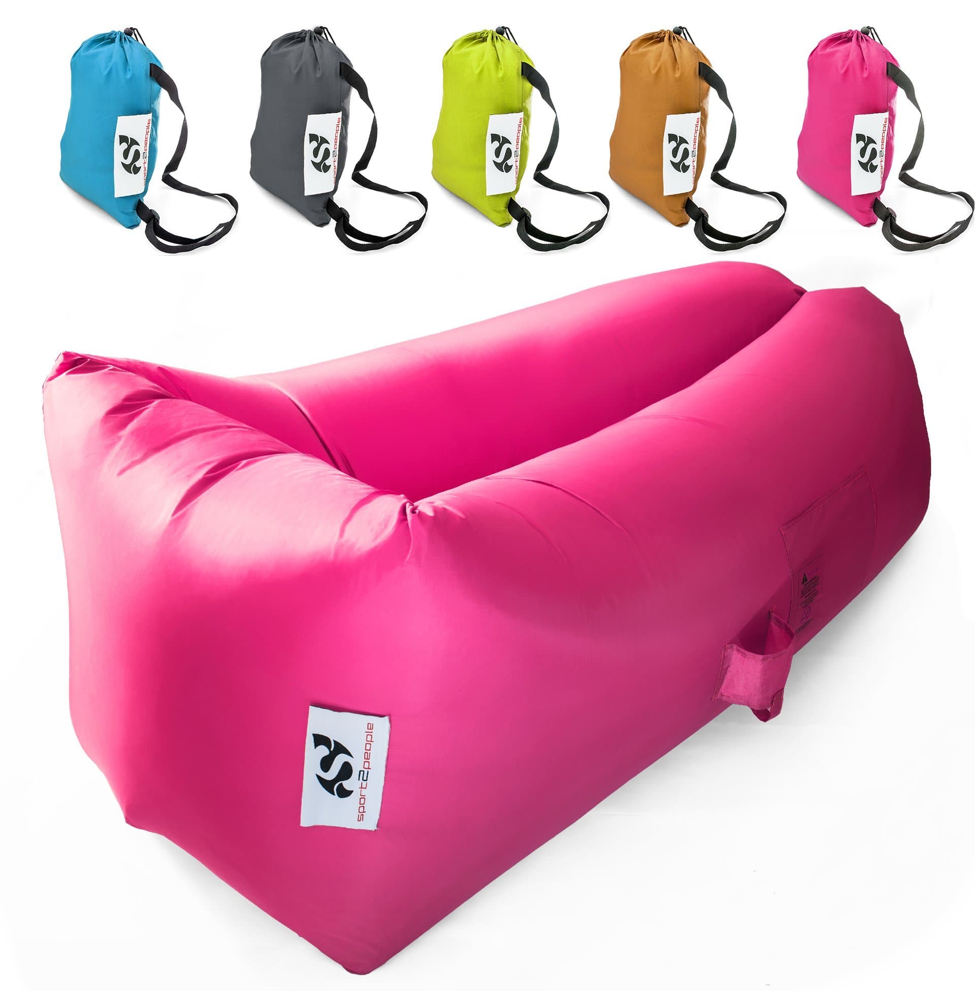 sport2people Outdoor Hangout Inflatable Lounger - Portable Air Bed Sofa and Chair Hammock for You to Relax and Enjoy! Most Comfortable Lazy Lounge Bag with Unique Wide Lying Area