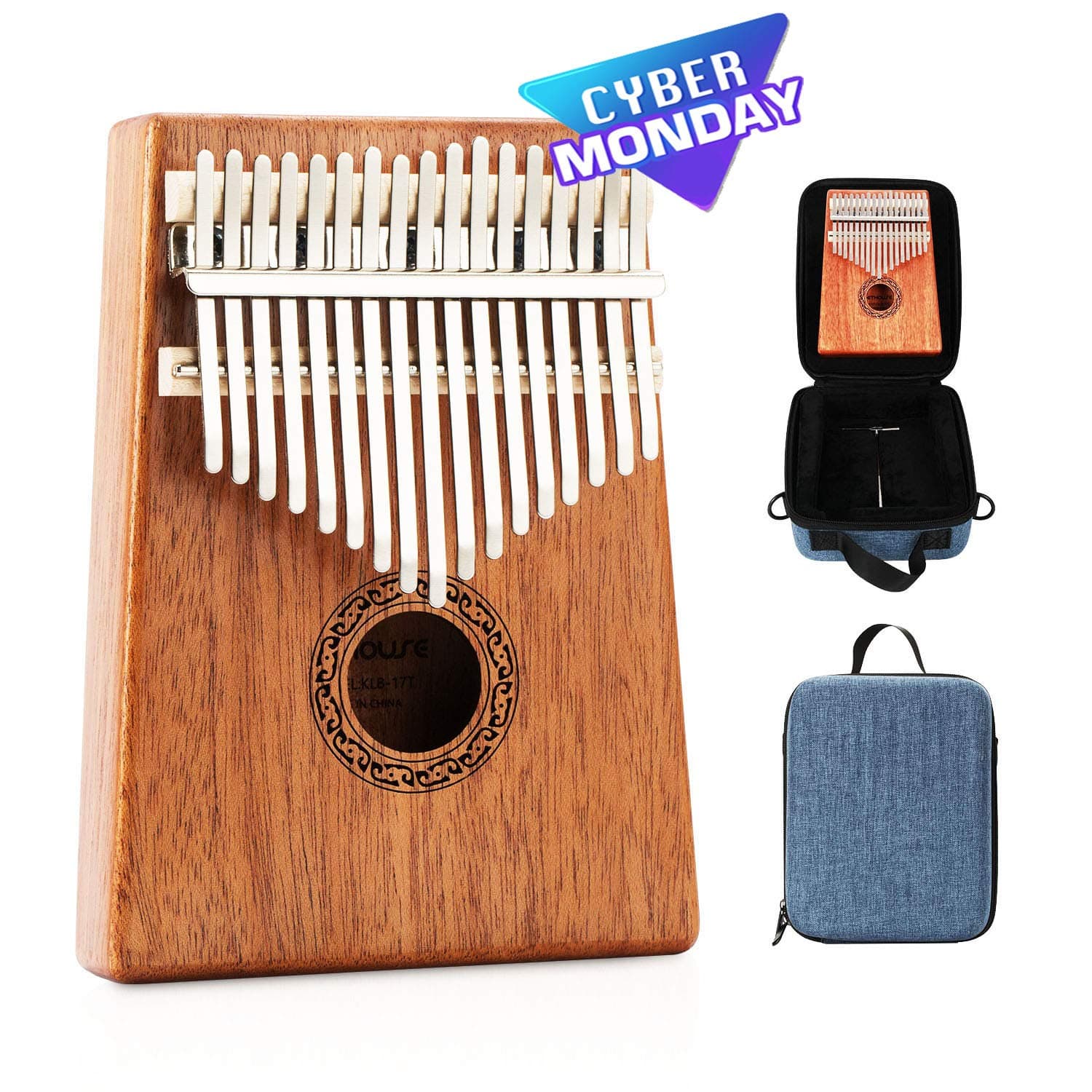 Kithouse Kalimba 17 Key Thumb Piano Kalimba Thumb Finger Piano 17 Keys Mbira - Include Kalimba Case, Music Song Book, Tuning Hammer (Circle Flower)