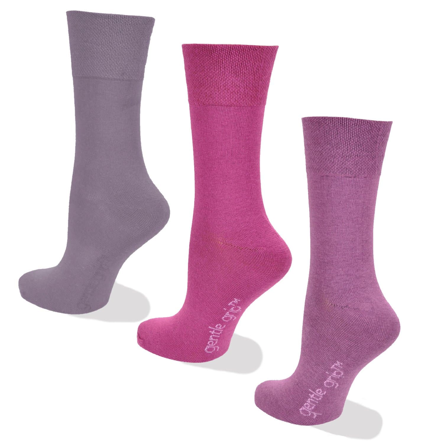 Maybury SocksWomens Socks, Gentle grip for comfort, 3 Pairs of Plum colour socks, 4-8 UK, 37-42 EU, Light Hold honeycomb top, ideal elastic free Diabetic Socks