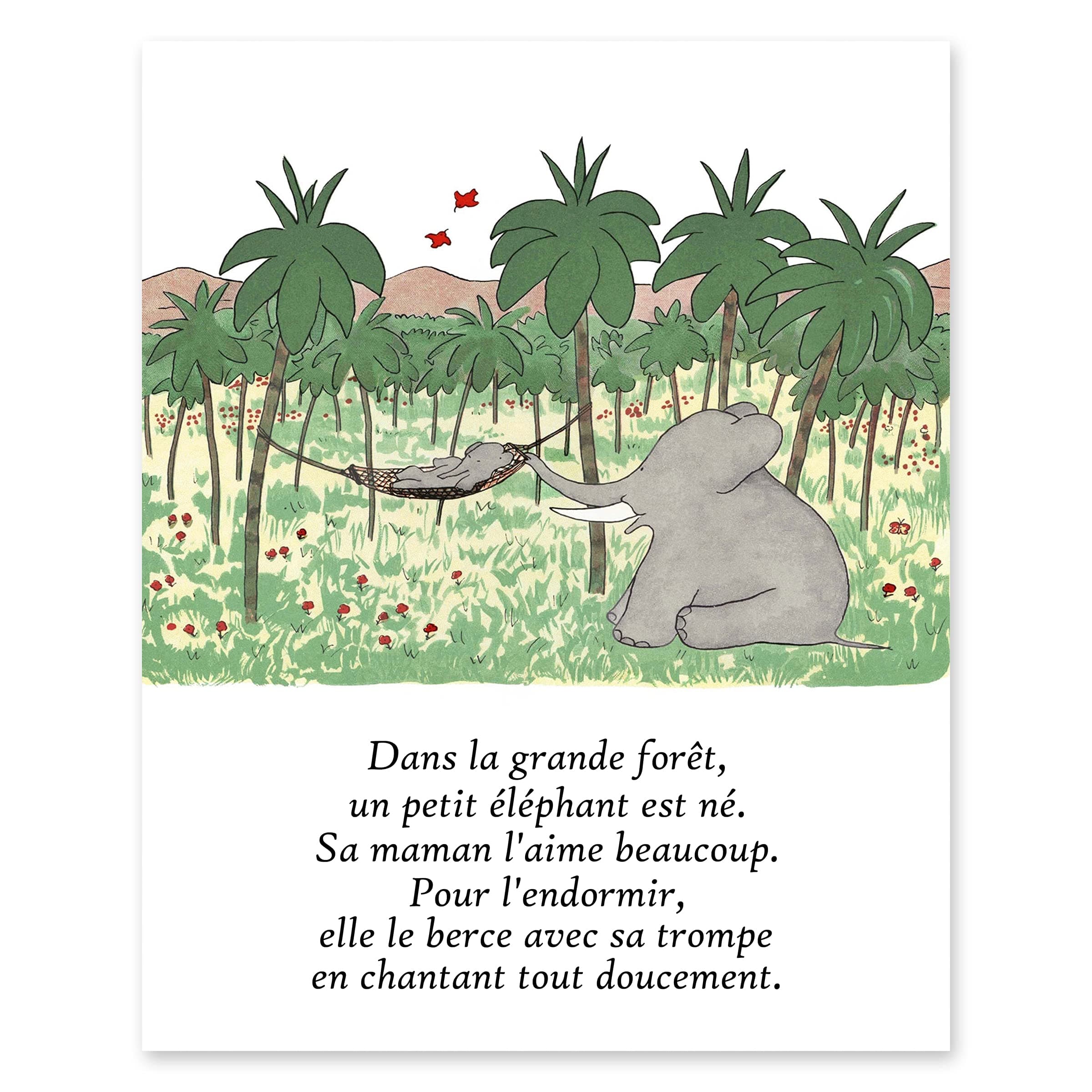 French Babar Print, Boys Nursery Art - Mother Son Quote Print, Babar the Elephant - Unframed