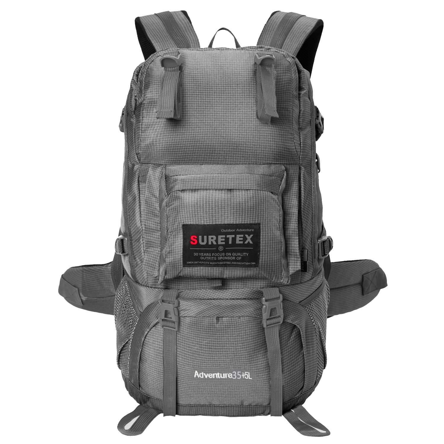 Outdoor Unisex Travel Hiking Backpack Mountaineering Camping Shoulders Bag (Gray, 40L)