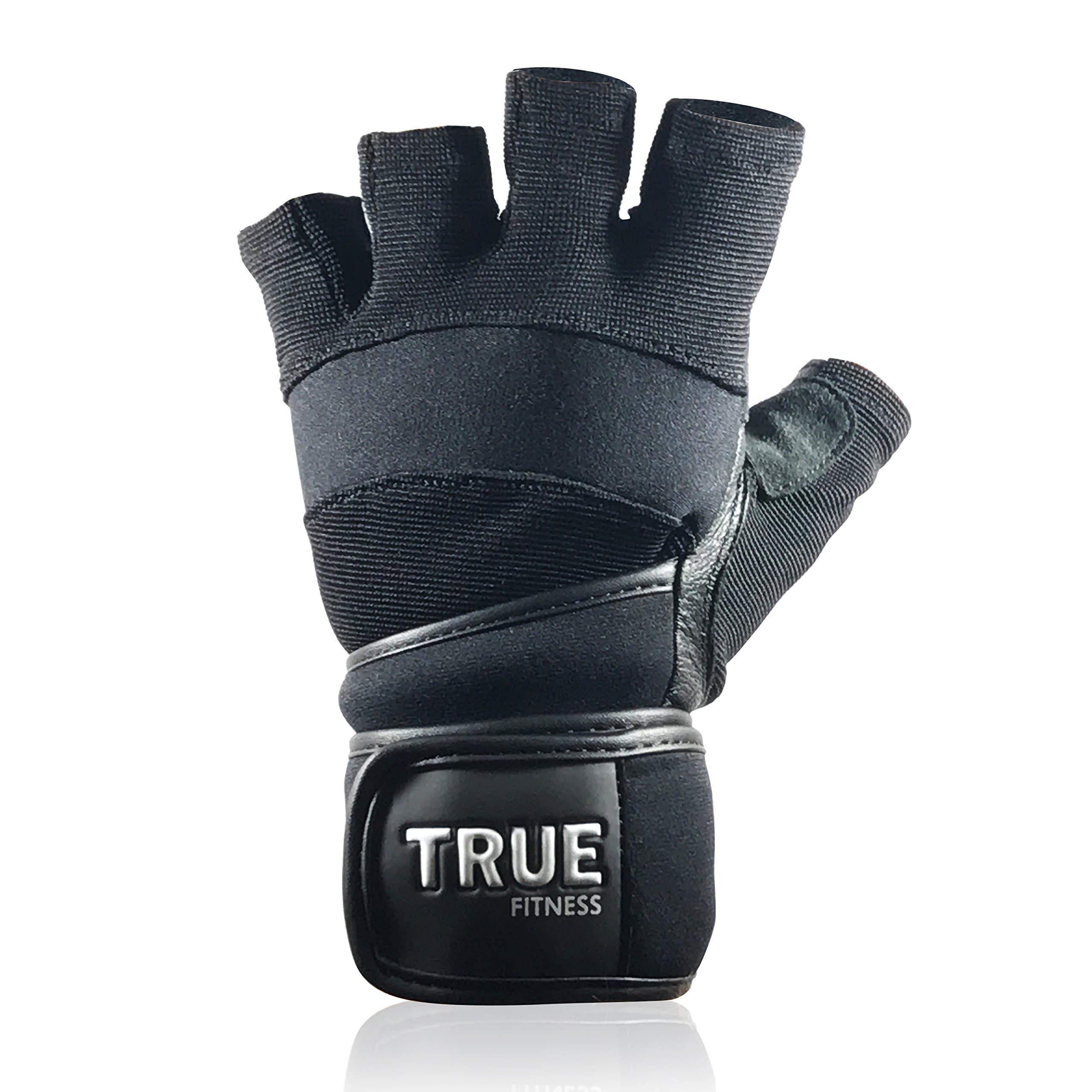 True Fitness Premium Workout Gym Gloves Weight Lifting, Crossfit, Training, Bodybuilding, Exercise, for Men & Women - Wrist Wrap Support, Padded, Anti-Slip, Breathable, Flexible