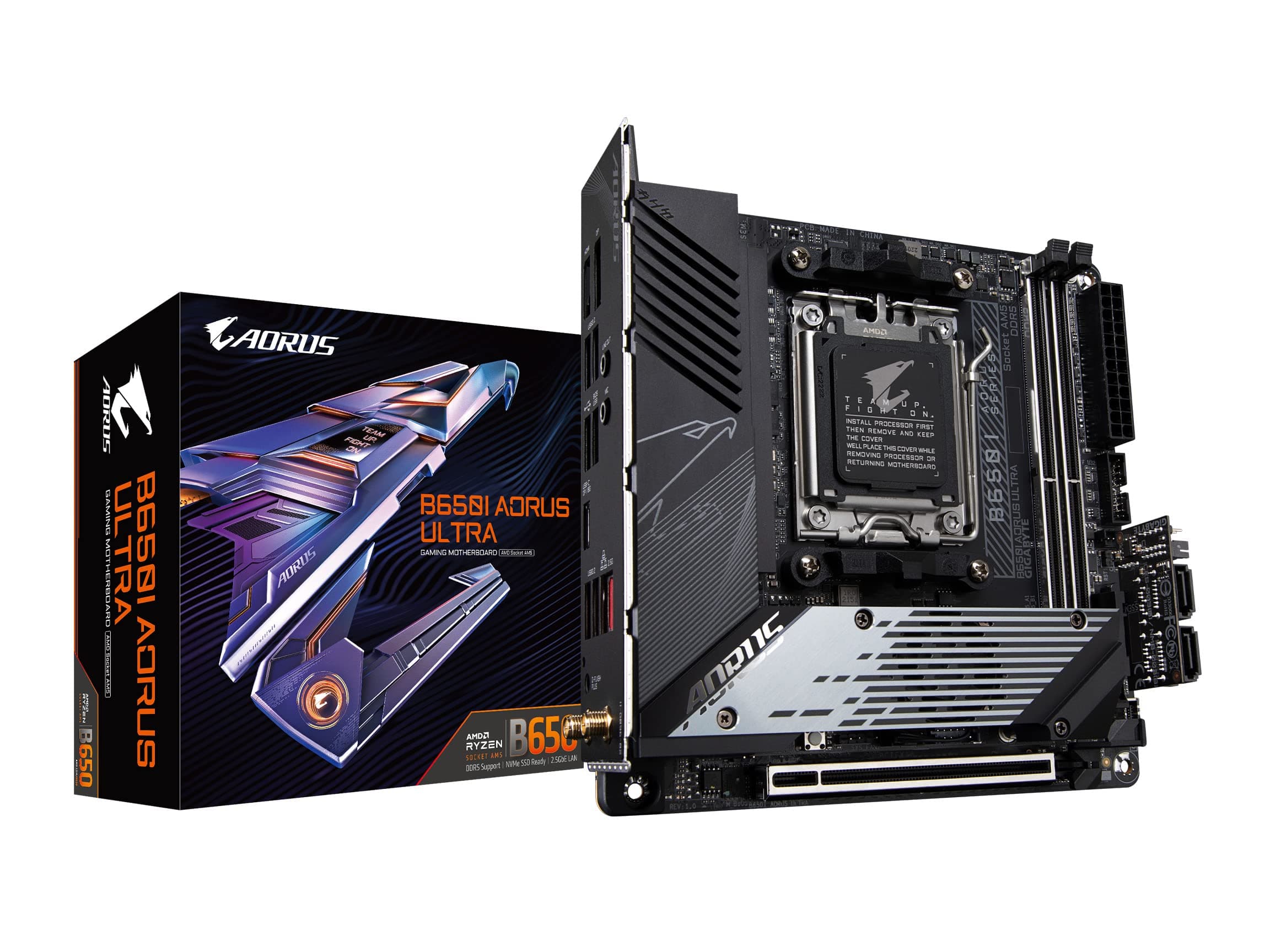 GIGABYTE B650I AORUS Ultra (AM5/ LGA 1718/ AMD/ B650/ Mini-ITX/ 5-Year Warranty/ DDR5/ PCIe 5.0 M.2/ PCIe 5.0/ USB 3.2 Gen2X2 Type-C/Wi-Fi 6E/ Intel 2.5GbE LAN/Q-Flash Plus/EZ-Latch/Motherboard)